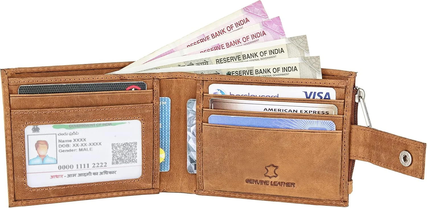 کیف پول چرمی مردانه WildHorn محافظت شده با RFID، تان هانتر