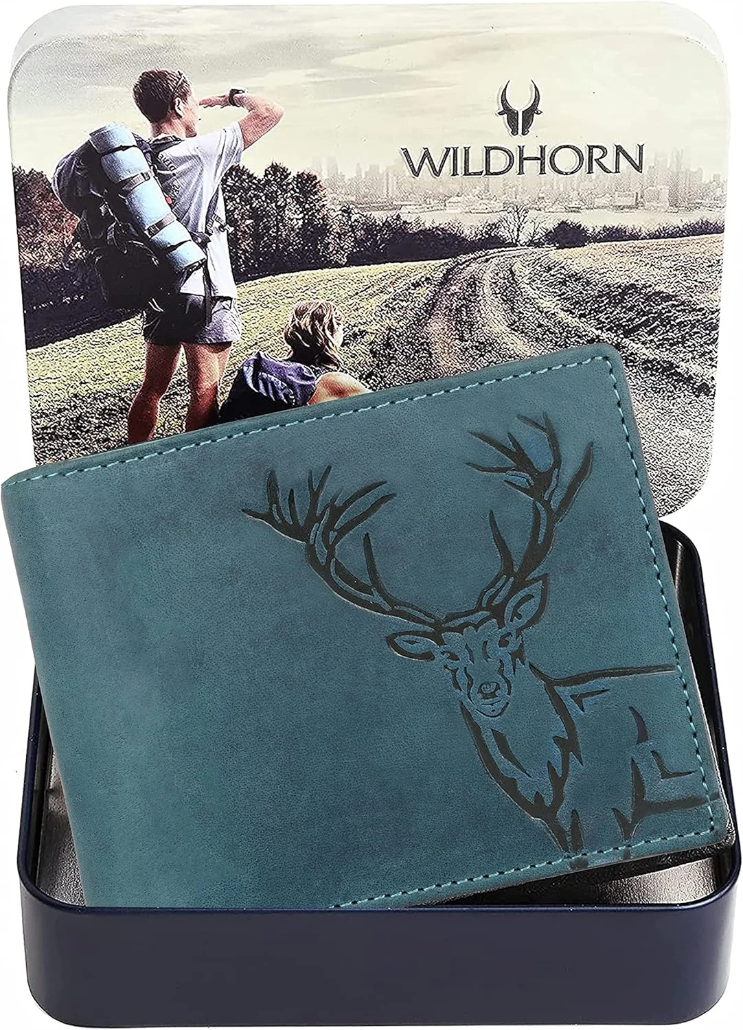 کیف پول چرمی مردانه WildHorn مدل Antlers Hunter (آبی) کیف پول چرمی مردانه WildHorn مدل Antlers Hunter (آبی)