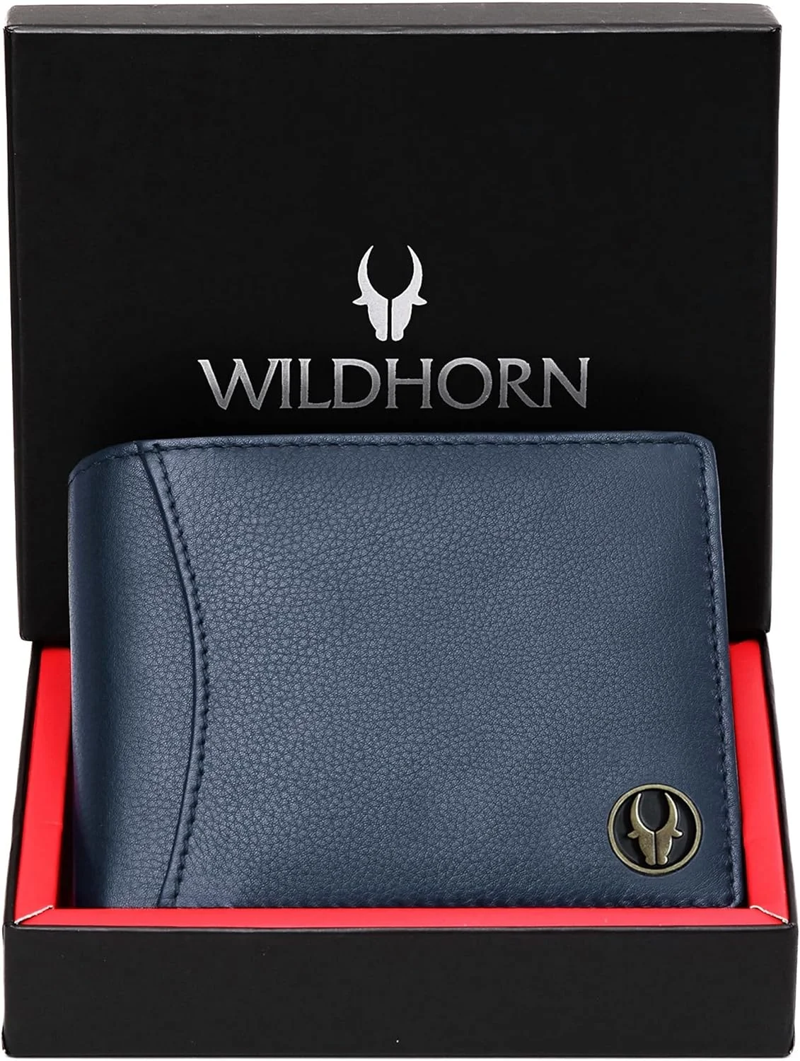 کیف پول چرمی مردانه WildHorn مدل Top Grain | دوخت فوق العاده قوی | دارای 2 محفظه اسکناس (طرح آبی)