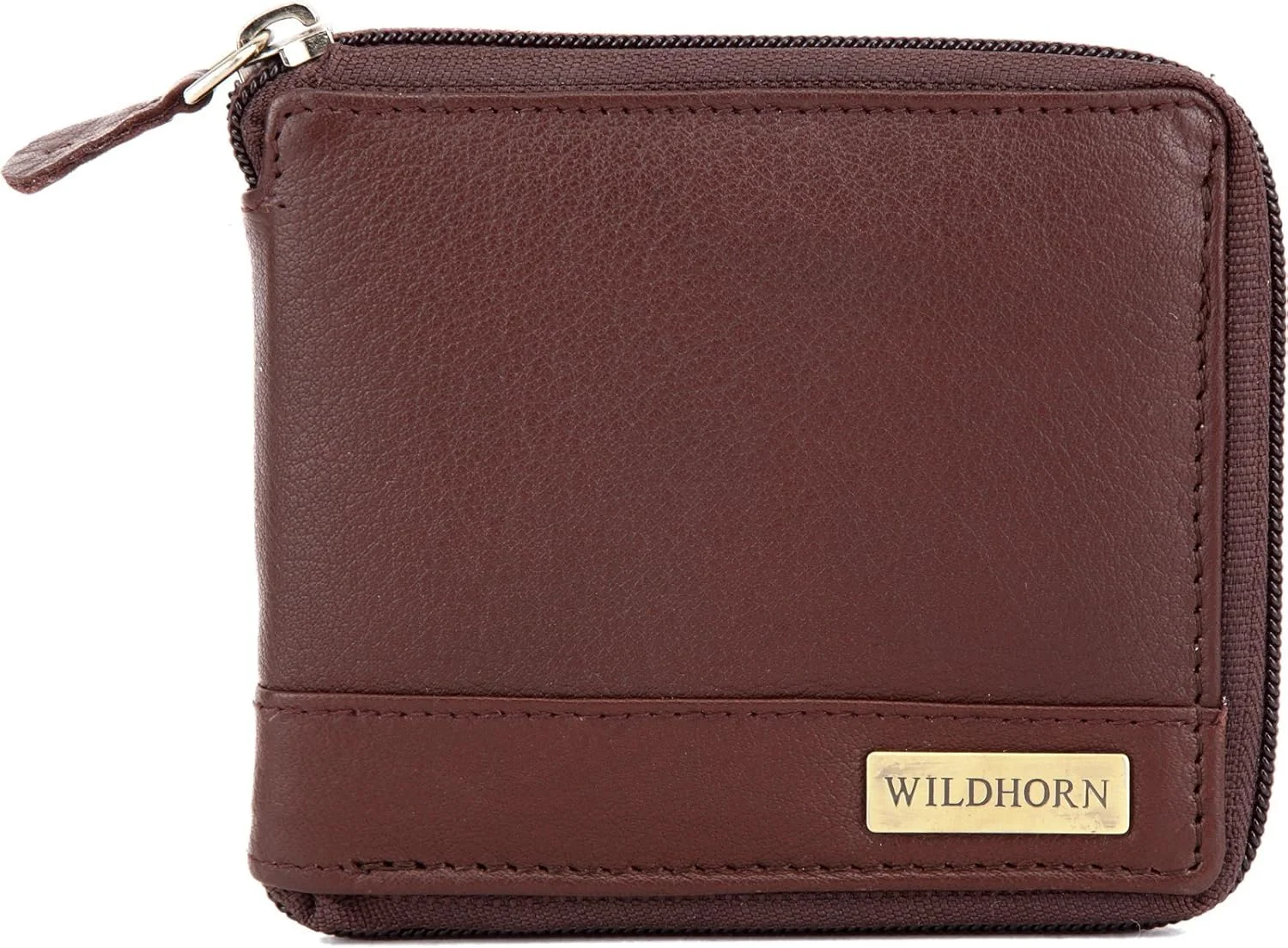 کیف پول چرمی مردانه WildHorn مدل Brown Genuine Full Zipper (قهوه ای) (قهوه ای)