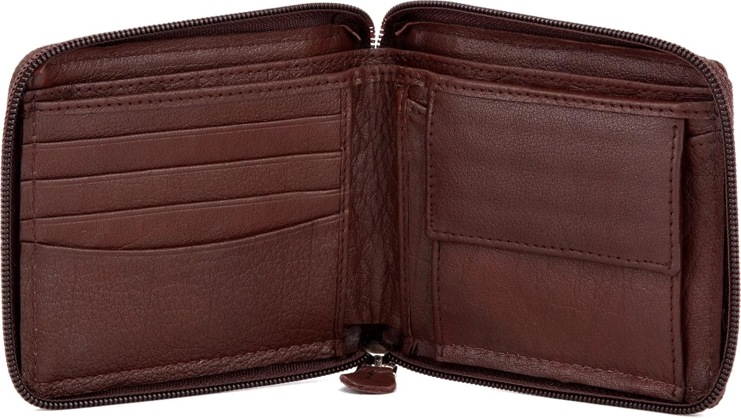 کیف پول چرمی مردانه WildHorn مدل Brown Genuine Full Zipper (قهوه ای) (قهوه ای)