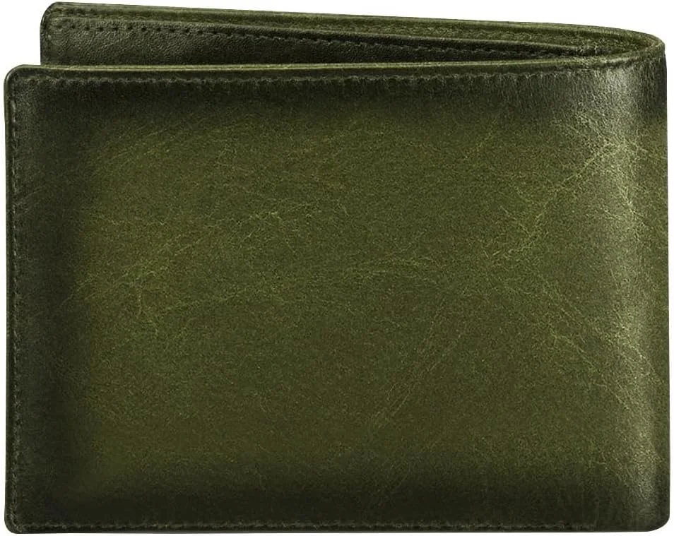 کیف پول چرم مردانه WildHorn محافظت شده با RFID، سبز کرانچ