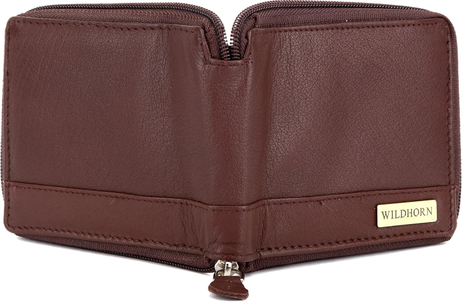 کیف پول چرمی مردانه WildHorn مدل Brown Genuine Full Zipper (قهوه ای) (قهوه ای)