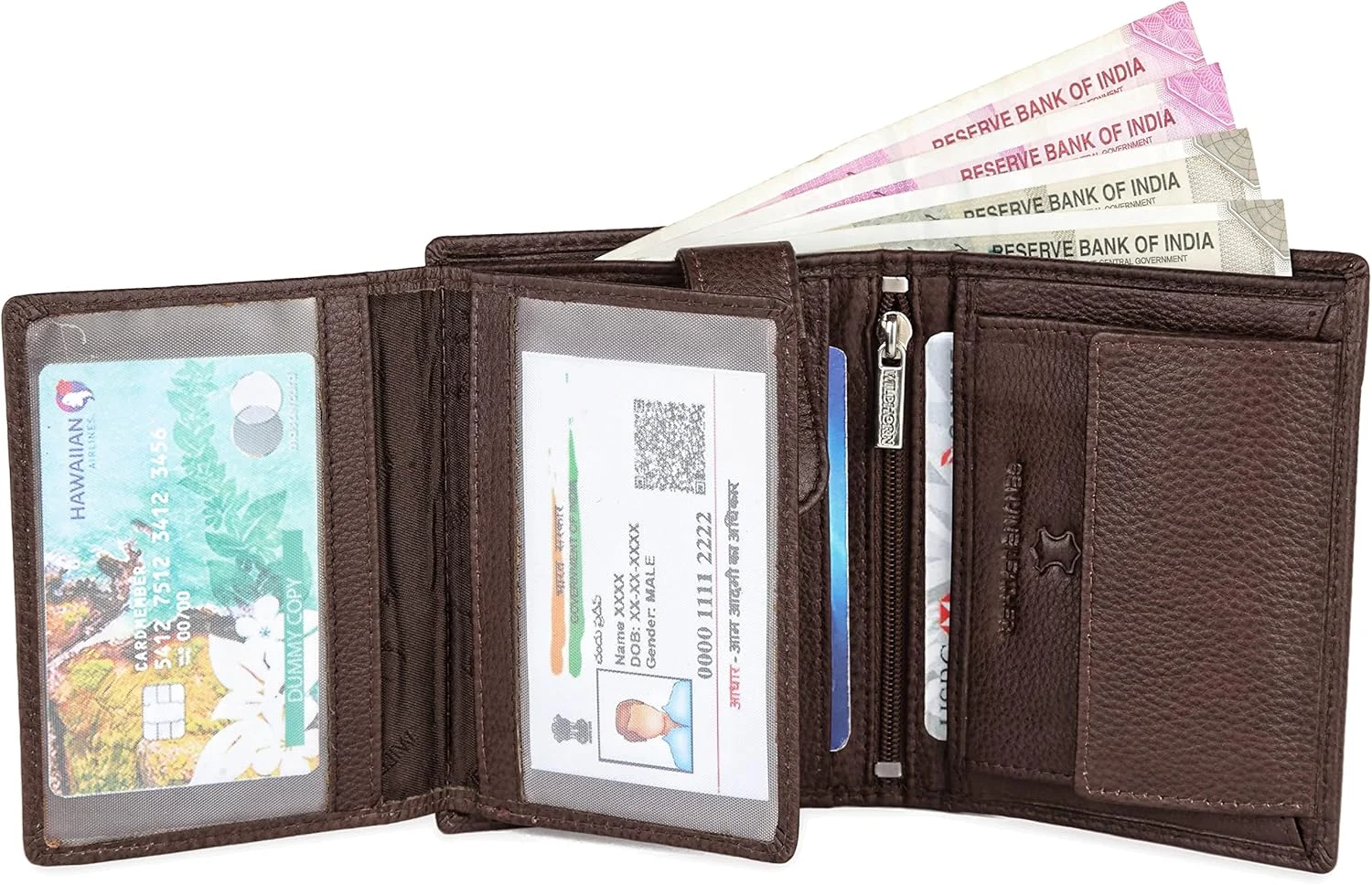کیف پول چرمی مردانه WildHorn با دوخت فوق العاده قوی، دست ساز و مسدود کننده RFID، سایز یک