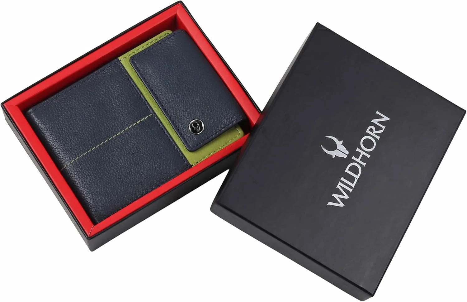 کیف پول چرمی مردانه WildHorn، چرم دانه دار، دوخت فوق العاده قوی، دست ساز، مسدود کننده RFID، سایز One Size