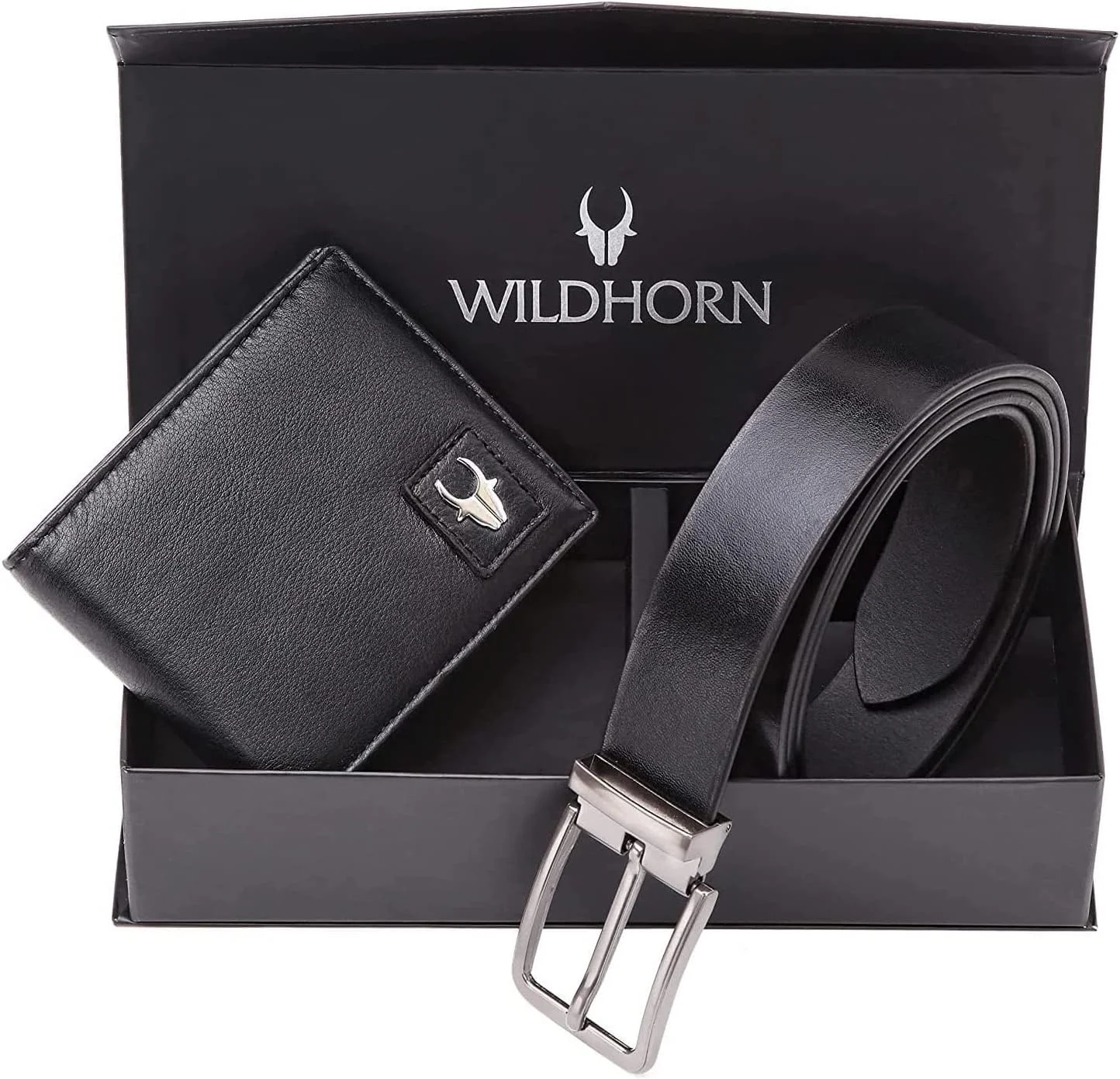 ست هدیه کیف پول چرم اصل محافظت شده با RFID و کمربند مردانه Wildhorn، سایز آزاد