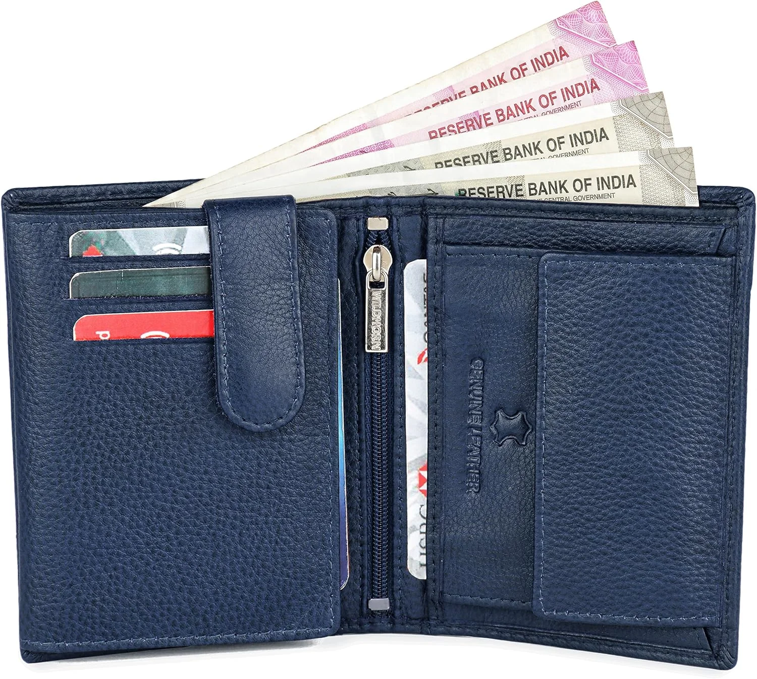 کیف پول چرمی مردانه WildHorn، چرم دانه دار، دوخت فوق العاده قوی، دست ساز، مسدود کننده RFID