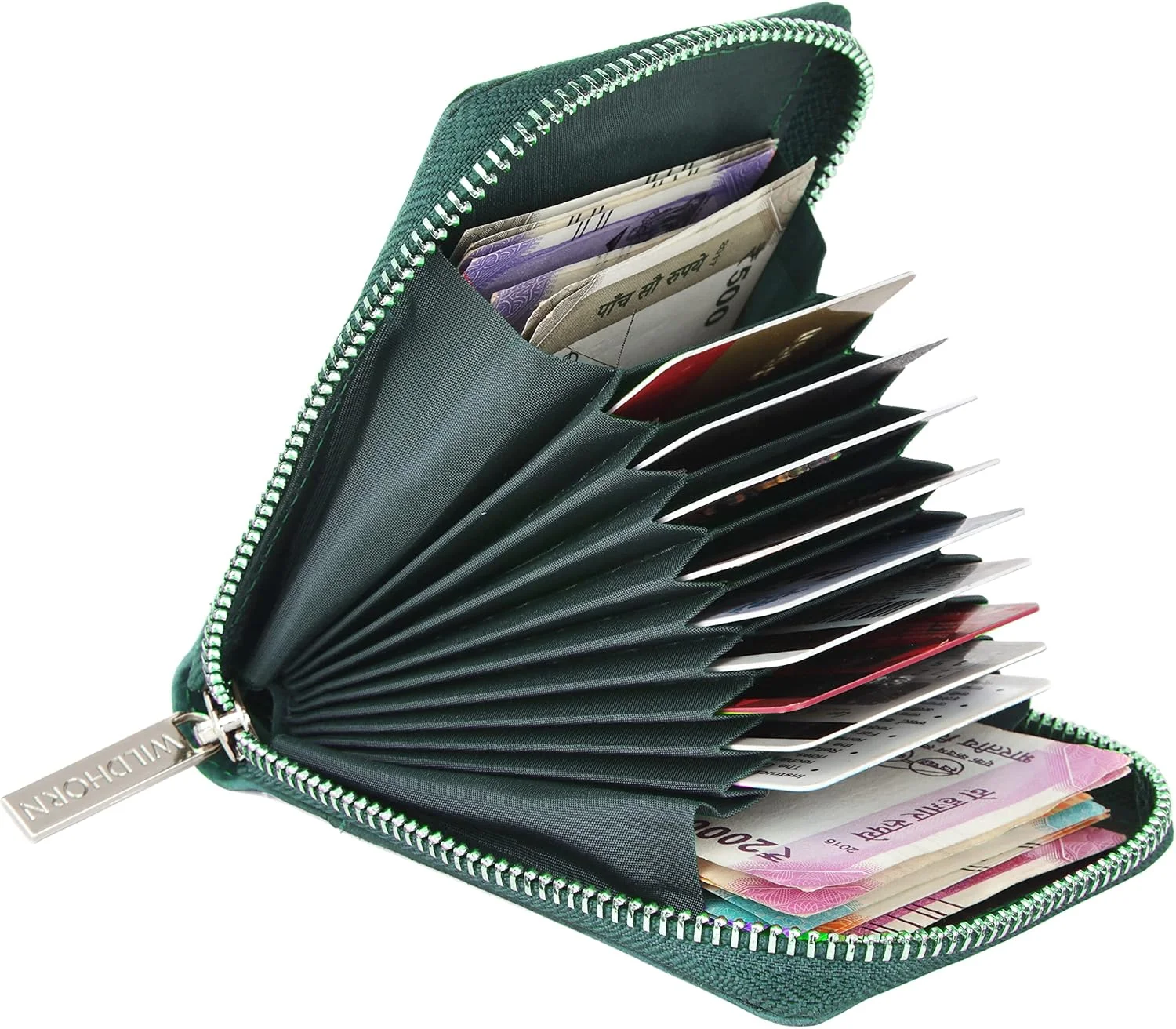 کیف پول چرم مردانه WildHorn با قابلیت مسدود کردن RFID | کیف پول چرم عمودی نگهدارنده کارت اعتباری/ نقدی مردانه
