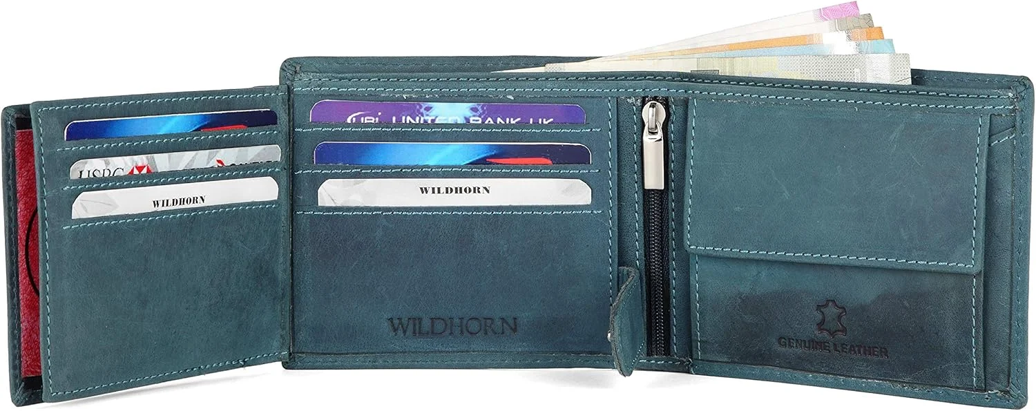 کیف پول چرمی دست ساز مردانه WILDHORN، کیف پول چرمی دو لت، مدل-WH1173