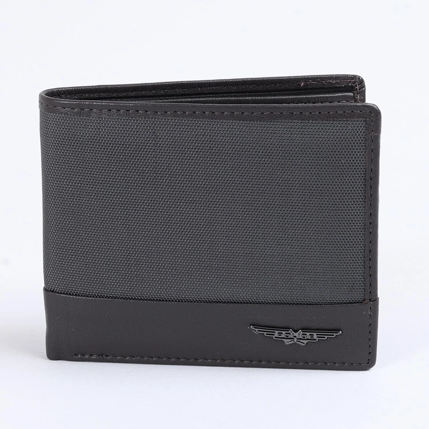 کیف پول مردانه پلیس مدل Nadre-Bi-Fold خاکستری و قهوه ای از جنس نایلون | 4 جای کارت | 2 جیب داخلی و 2 محفظه اسکناس تمام قد