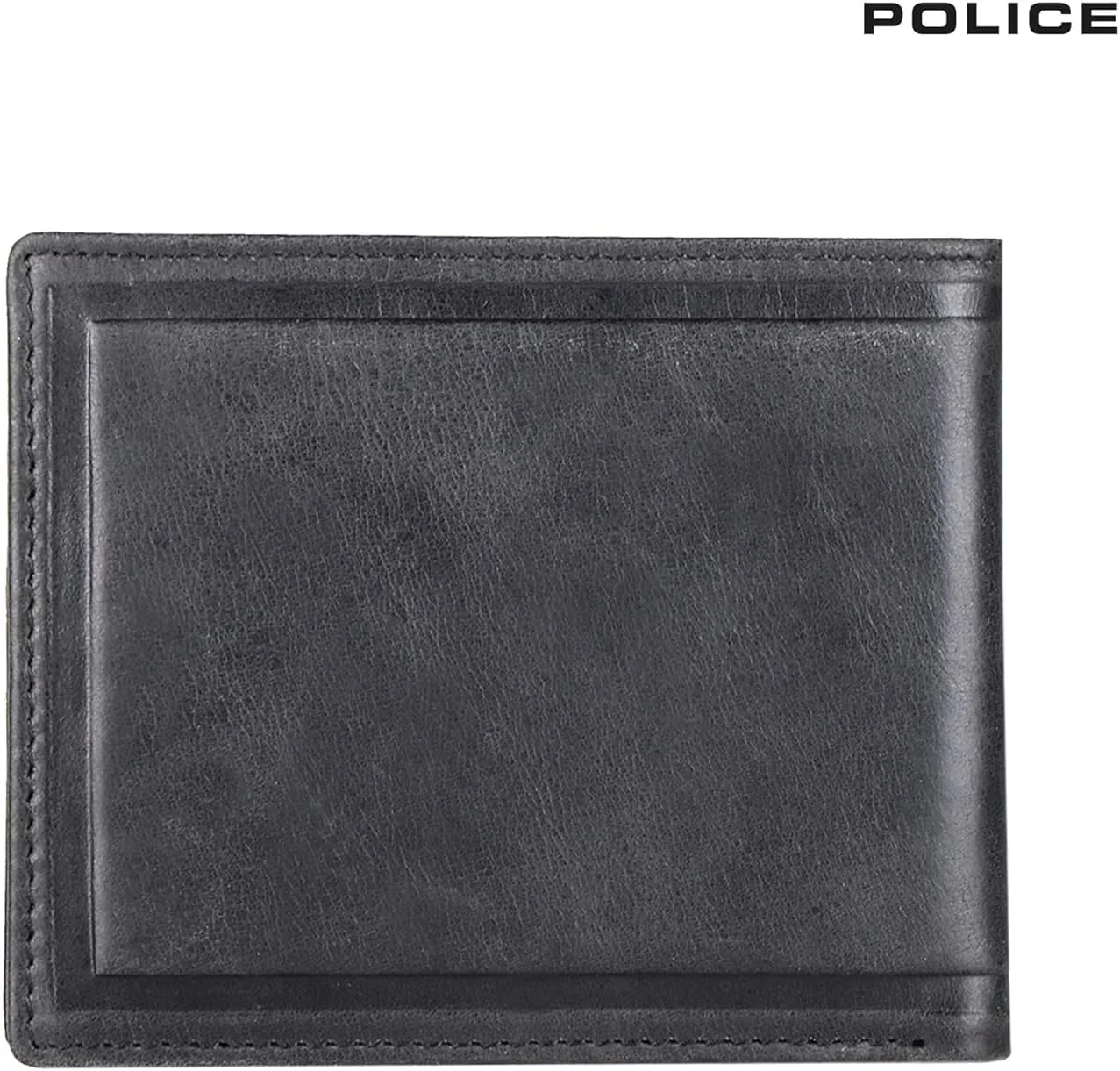 کیف پول باریک فلزی POLICE، کیف پول شیک چرمی اصل مردانه، جدیدترین کیف پول مردانه با محفظه نگهدارنده کارت - مشکی