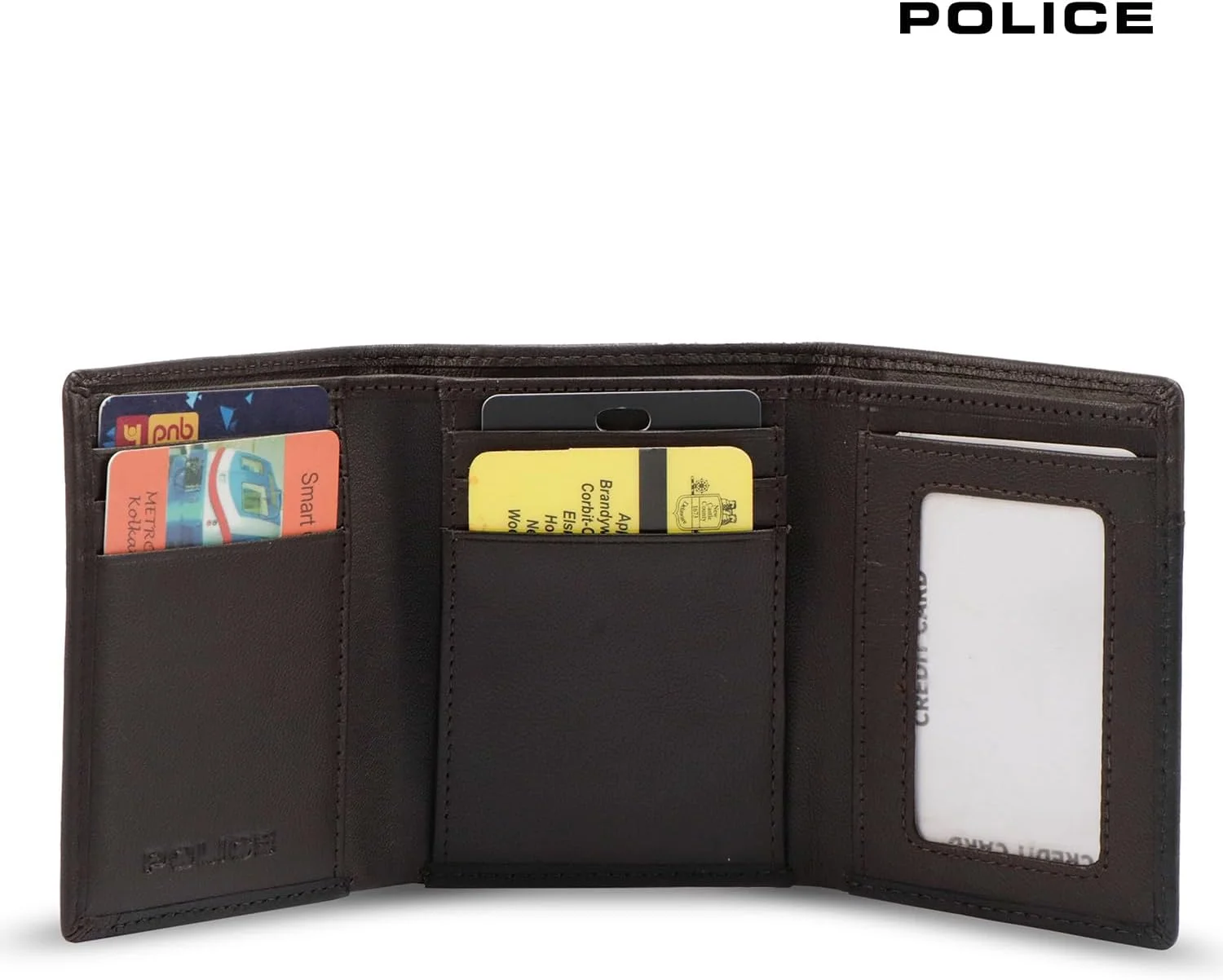 کیف پول سه لت چرمی مردانه Police Bosco Wings Lite / کیف پول سه لت کارت شناسایی هدیه برای مردان - قهوه ای/مشکی کیف پول سه لت چرمی مردانه Police Bosco Wings Lite / کیف پول سه لت کارت شناسایی هدیه برای مردان - قهوه ای/مشکی