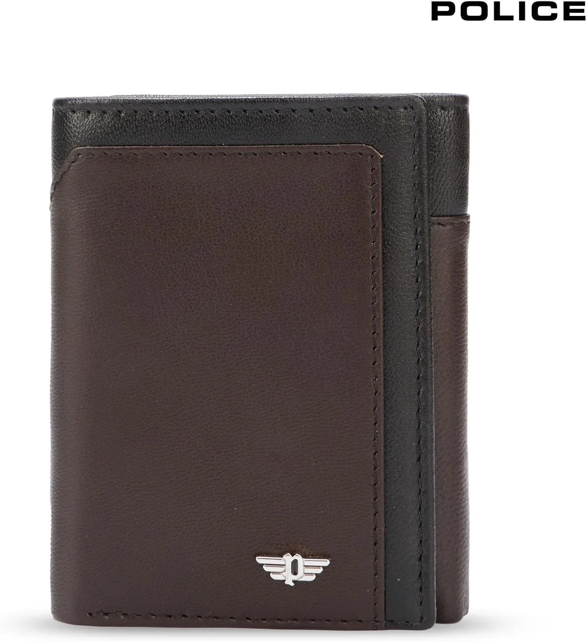 کیف پول سه لت چرمی مردانه Police Bosco Wings Lite / کیف پول سه لت کارت شناسایی هدیه برای مردان - قهوه ای/مشکی کیف پول سه لت چرمی مردانه Police Bosco Wings Lite / کیف پول سه لت کارت شناسایی هدیه برای مردان - قهوه ای/مشکی