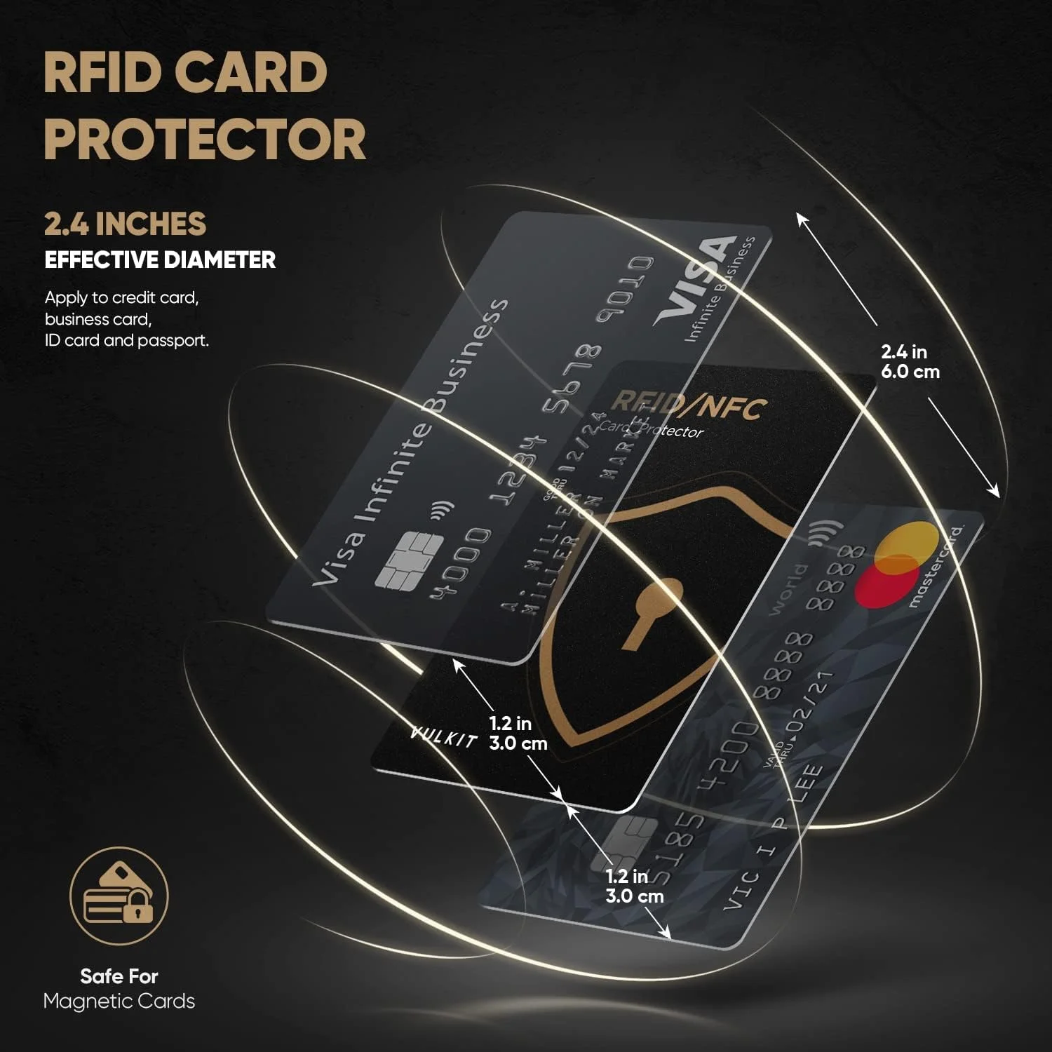 محافظ کارت اعتباری VULKIT با فناوری مسدود کننده RFID، بسته 2 عددی، محافظت از کارت های غیر تماسی NFC برای کیف پول تجاری و مسافرتی