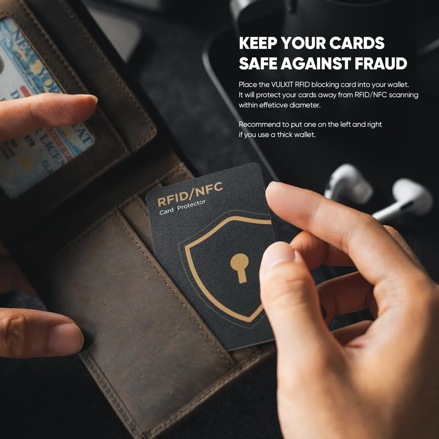 محافظ کارت اعتباری VULKIT با فناوری مسدود کننده RFID، بسته 2 عددی، محافظت از کارت های غیر تماسی NFC برای کیف پول تجاری و مسافرتی