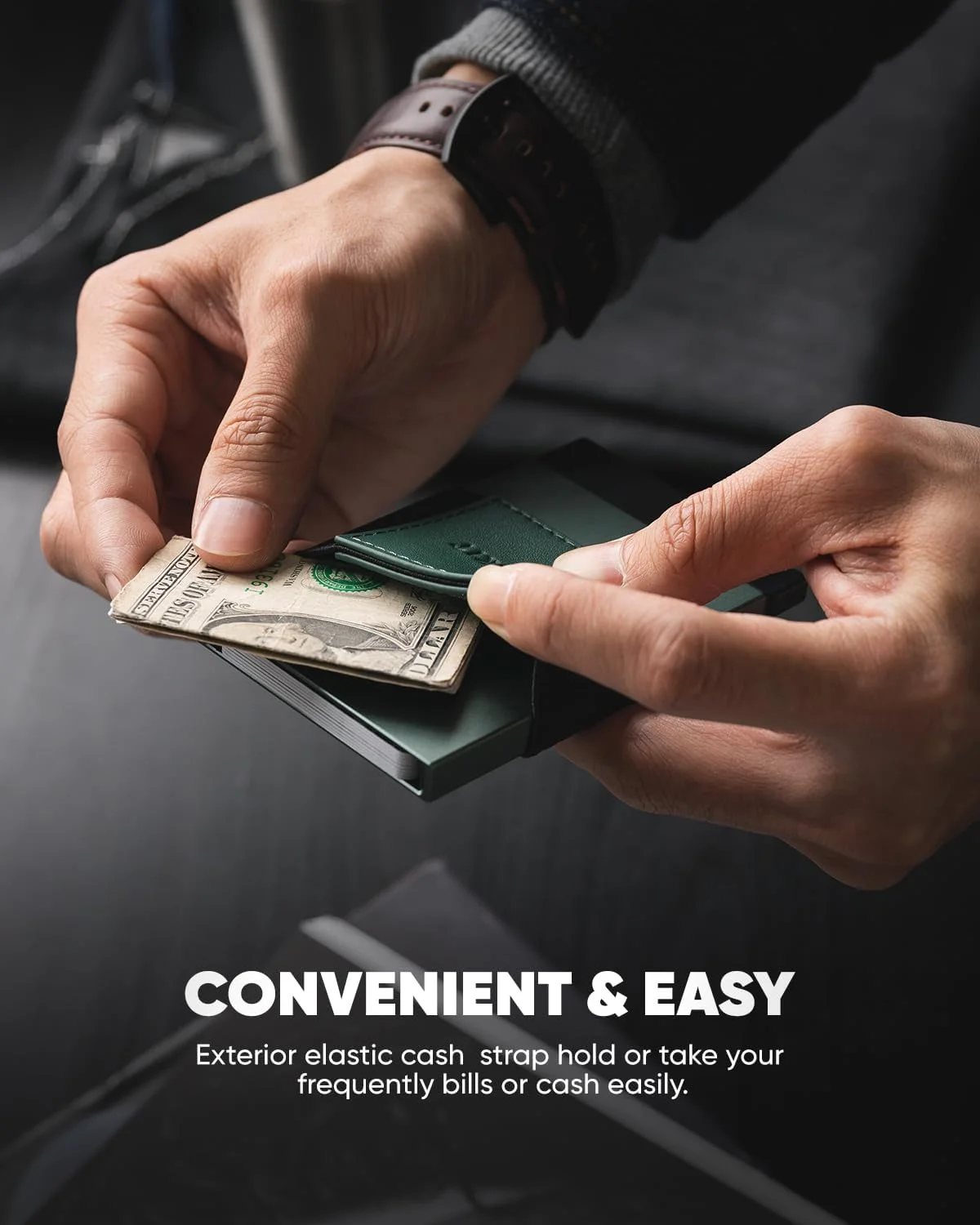 کیف پول کارت اعتباری VULKIT، باریک، مینیمالیستی، فلزی، دارای قابلیت بیرون انداختن کارت، دارای بند پول و مسدود کننده RFID، مناسب برای نگهداری کارت، اسکناس و پول نقد