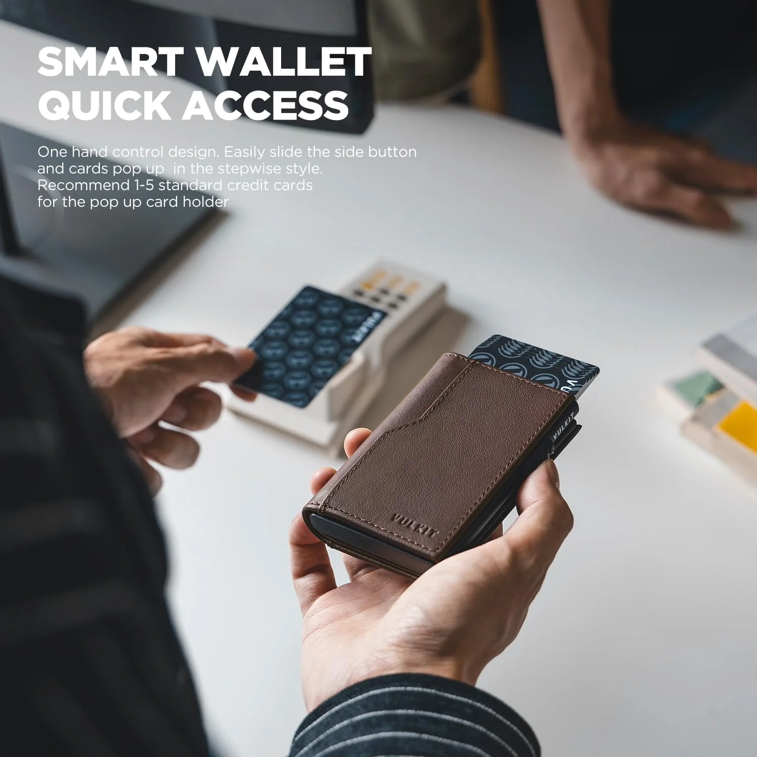 کیف پول کارت VULKIT با دو پنجره شناسایی، مسدود کننده RFID، طراحی مینیمالیستی برای 12 کارت، چرم گاوی درجه یک - قهوه ای اسپرسو، مینیمالیستی کیف پول کارت VULKIT با دو پنجره شناسایی، مسدود کننده RFID، طراحی مینیمالیستی برای 12 کارت، چرم گاوی درجه یک - قهوه ای اسپرسو، مینیمالیستی