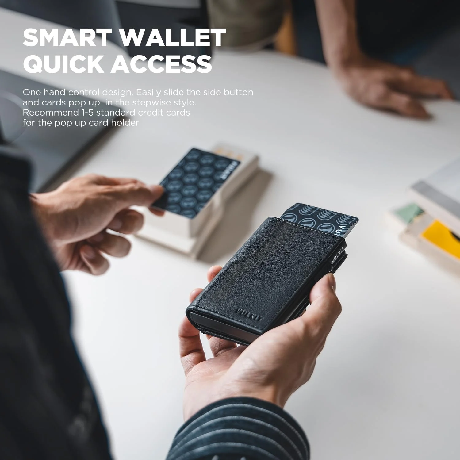 کیف پول کارت VULKIT با دو پنجره شناسایی، مسدود کننده RFID، طراحی مینیمالیستی برای 12 کارت، چرم گاوی درجه یک - مشکی، مینیمالیستی کیف پول کارت VULKIT با دو پنجره شناسایی، مسدود کننده RFID، طراحی مینیمالیستی برای 12 کارت، چرم گاوی درجه یک - مشکی، مینیمالیستی