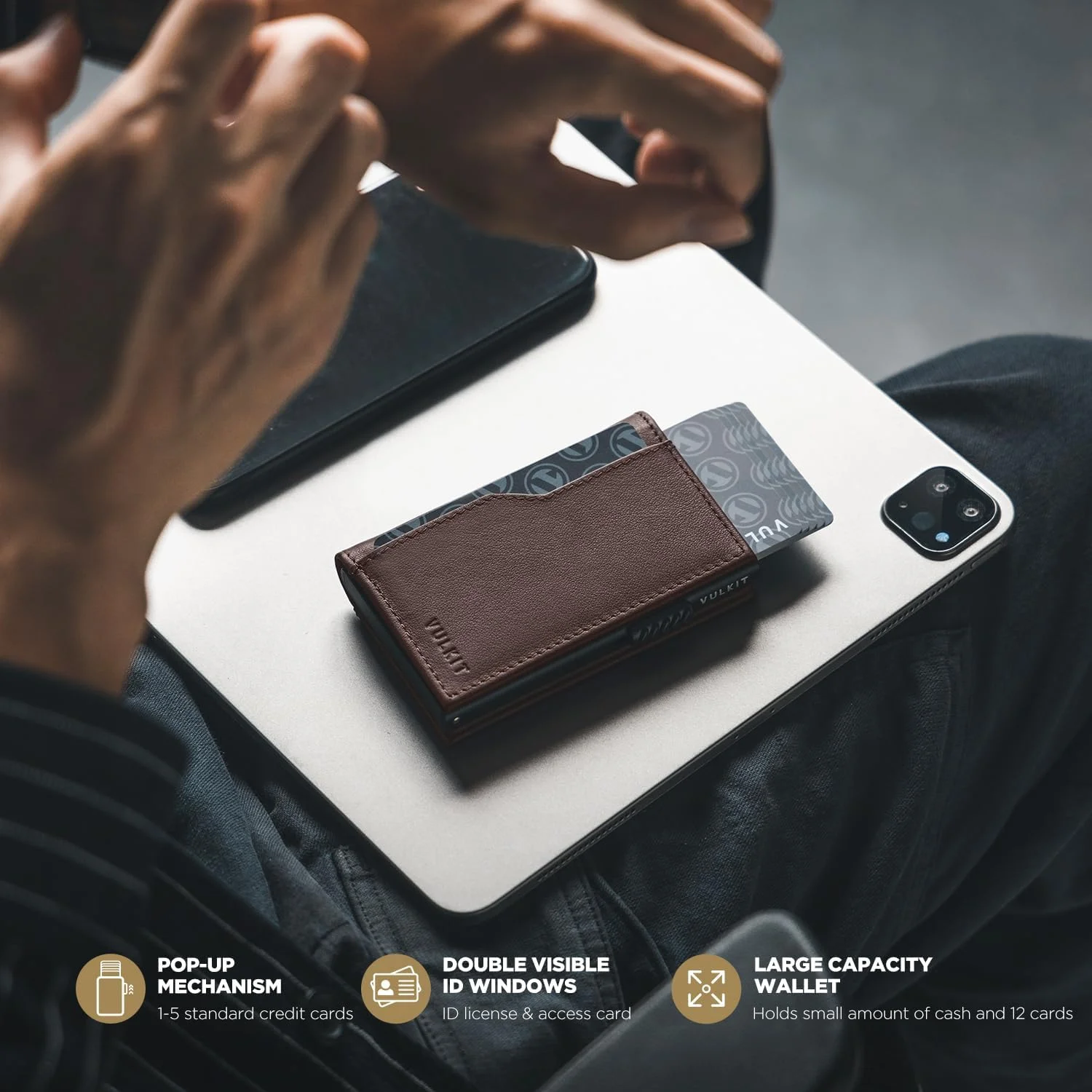 کیف پول کارت VULKIT با دو پنجره شناسایی، مسدود کننده RFID، طراحی مینیمالیستی برای 12 کارت، چرم گاوی درجه یک - قهوه ای اسپرسو، مینیمالیستی کیف پول کارت VULKIT با دو پنجره شناسایی، مسدود کننده RFID، طراحی مینیمالیستی برای 12 کارت، چرم گاوی درجه یک - قهوه ای اسپرسو، مینیمالیستی