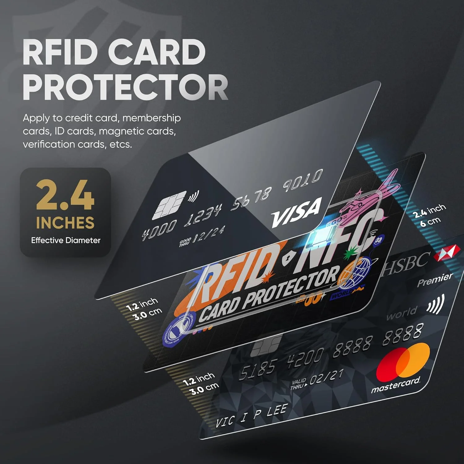 کارت های محافظ مسدود کننده RFID مدل VULKIT، بسته 5 عددی، محافظ RFID/NFC، محافظت بدون تماس NFC، محافظ کیف پول، لوازم ضروری سفر، 5 عدد - مسافران، مدرن