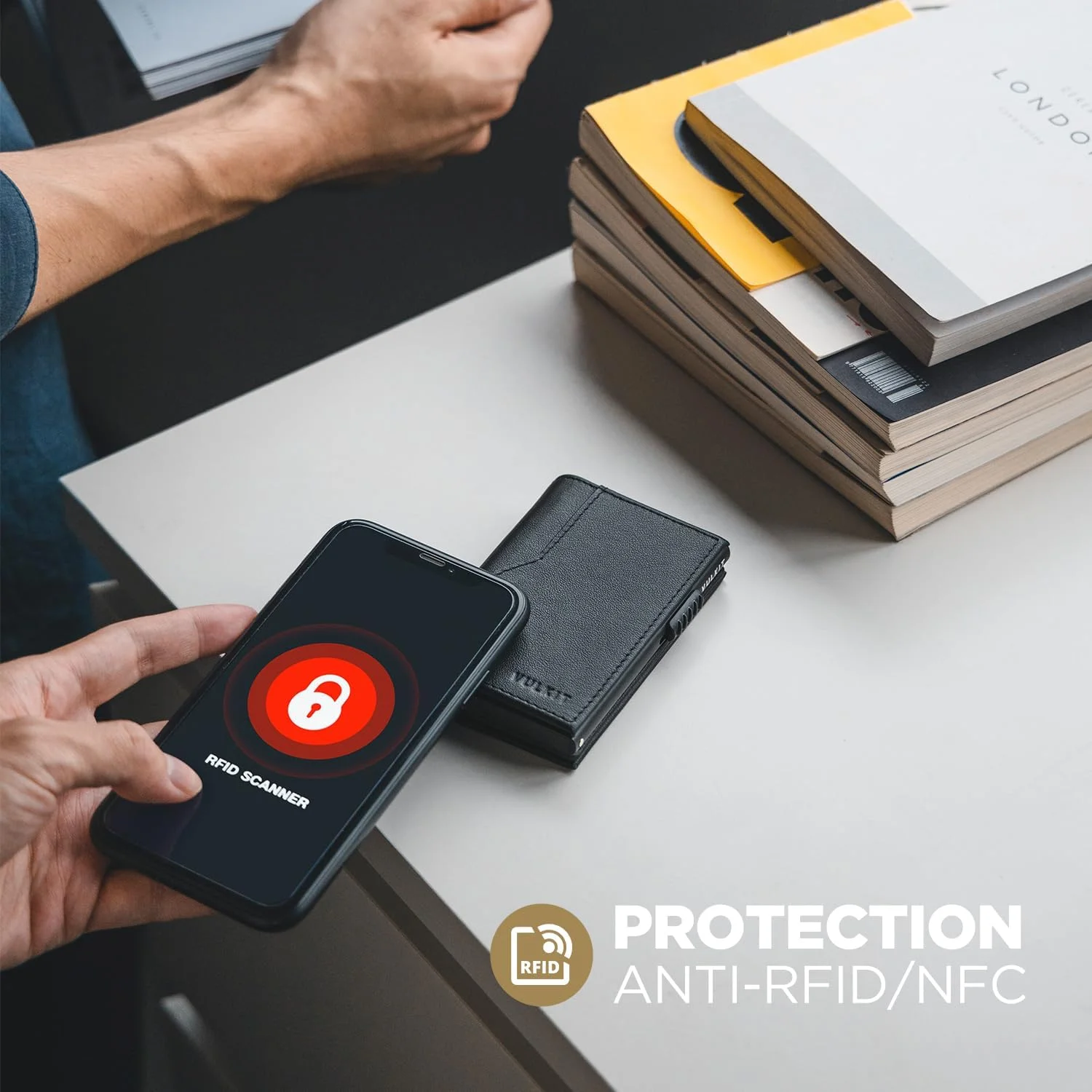 کیف پول کارت VULKIT با دو پنجره شناسایی، مسدود کننده RFID، طراحی مینیمالیستی برای 12 کارت، چرم گاوی درجه یک - مشکی، مینیمالیستی کیف پول کارت VULKIT با دو پنجره شناسایی، مسدود کننده RFID، طراحی مینیمالیستی برای 12 کارت، چرم گاوی درجه یک - مشکی، مینیمالیستی