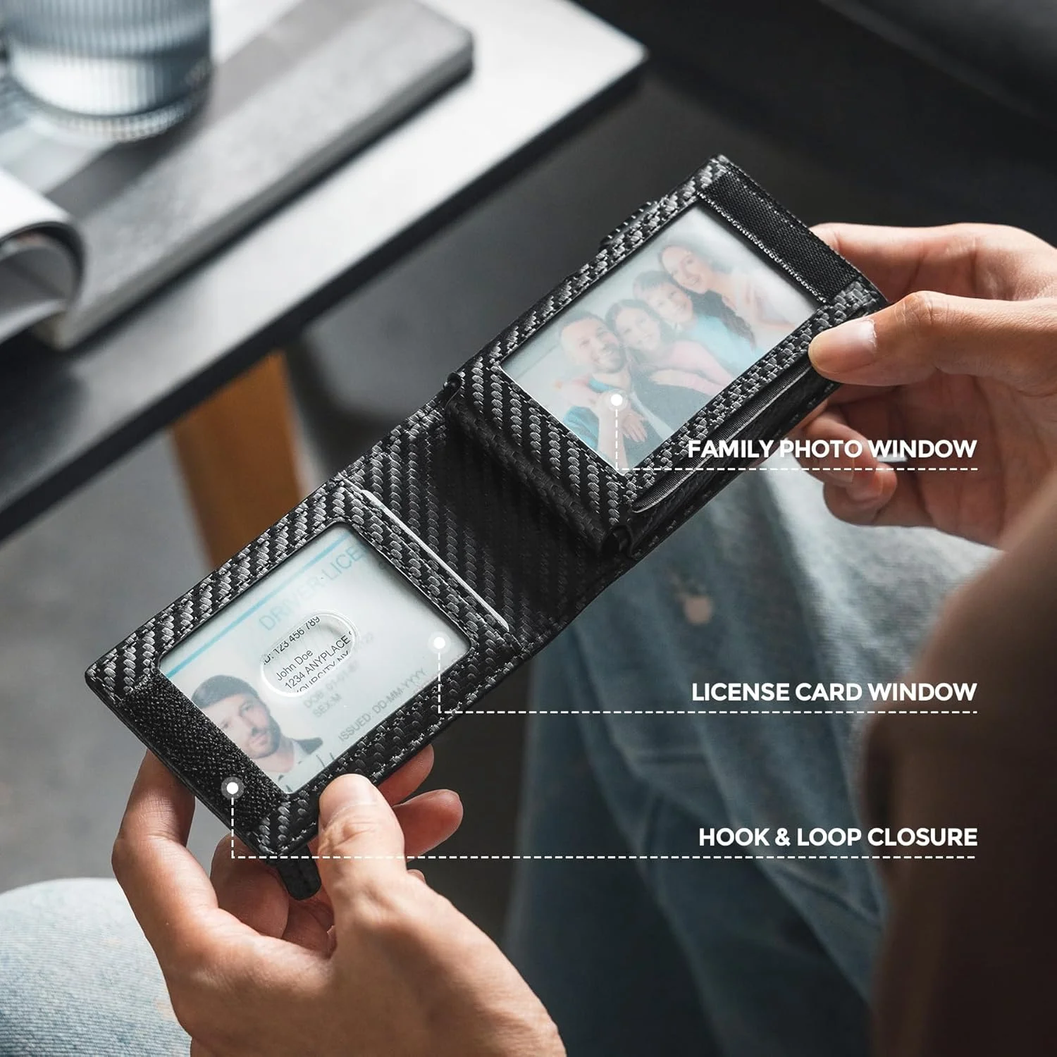 کیف پول مردانه VULKIT - کیف پول چرمی مسدود کننده RFID با گیره پول، کیف پول کارت پاپ آپ، با پنجره ID و پنجره عکس خانوادگی کیف پول مردانه VULKIT - کیف پول چرمی مسدود کننده RFID با گیره پول، کیف پول کارت پاپ آپ، با پنجره ID و پنجره عکس خانوادگی