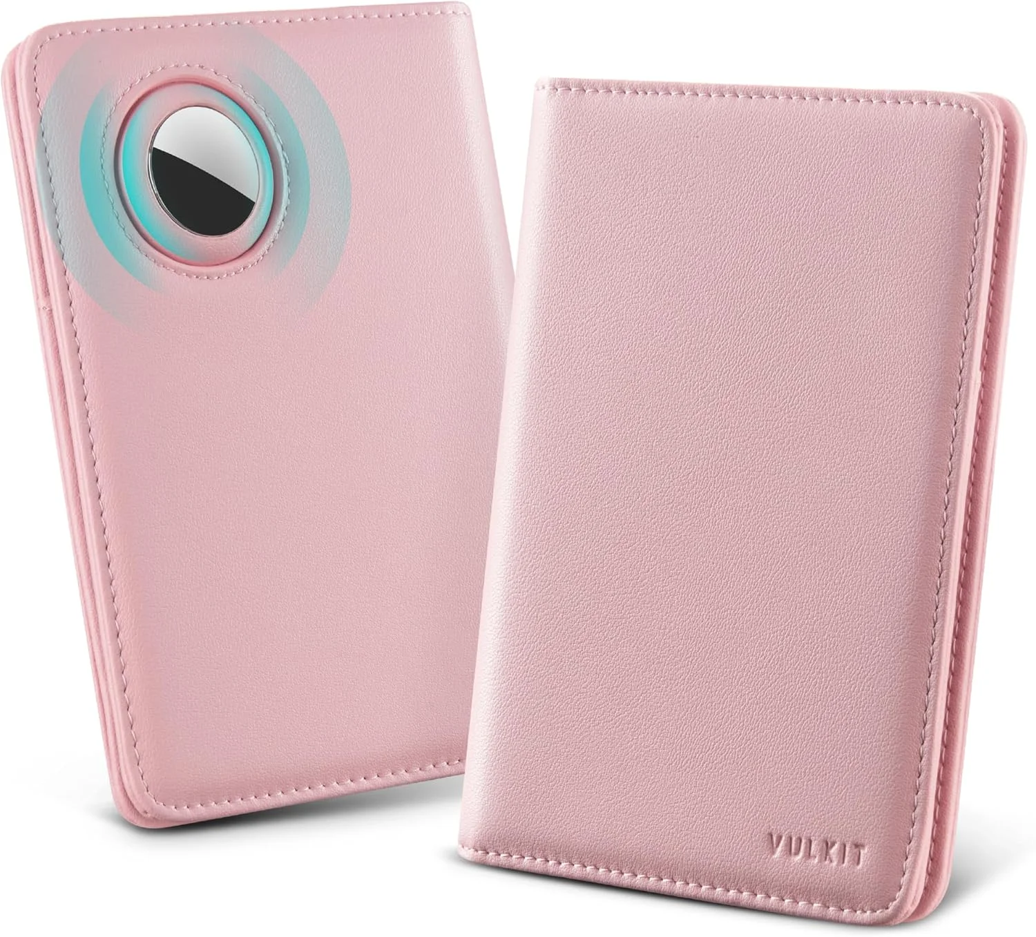 کیف پاسپورت VULKIT با جایگاه ایرتگ، چرم ناپا ممتاز، کیف پاسپورت ایرتگ با محافظ RFID، صورتی ناپا، 14.98x10.66x1.98 سانتی متر، کیف پاسپورت