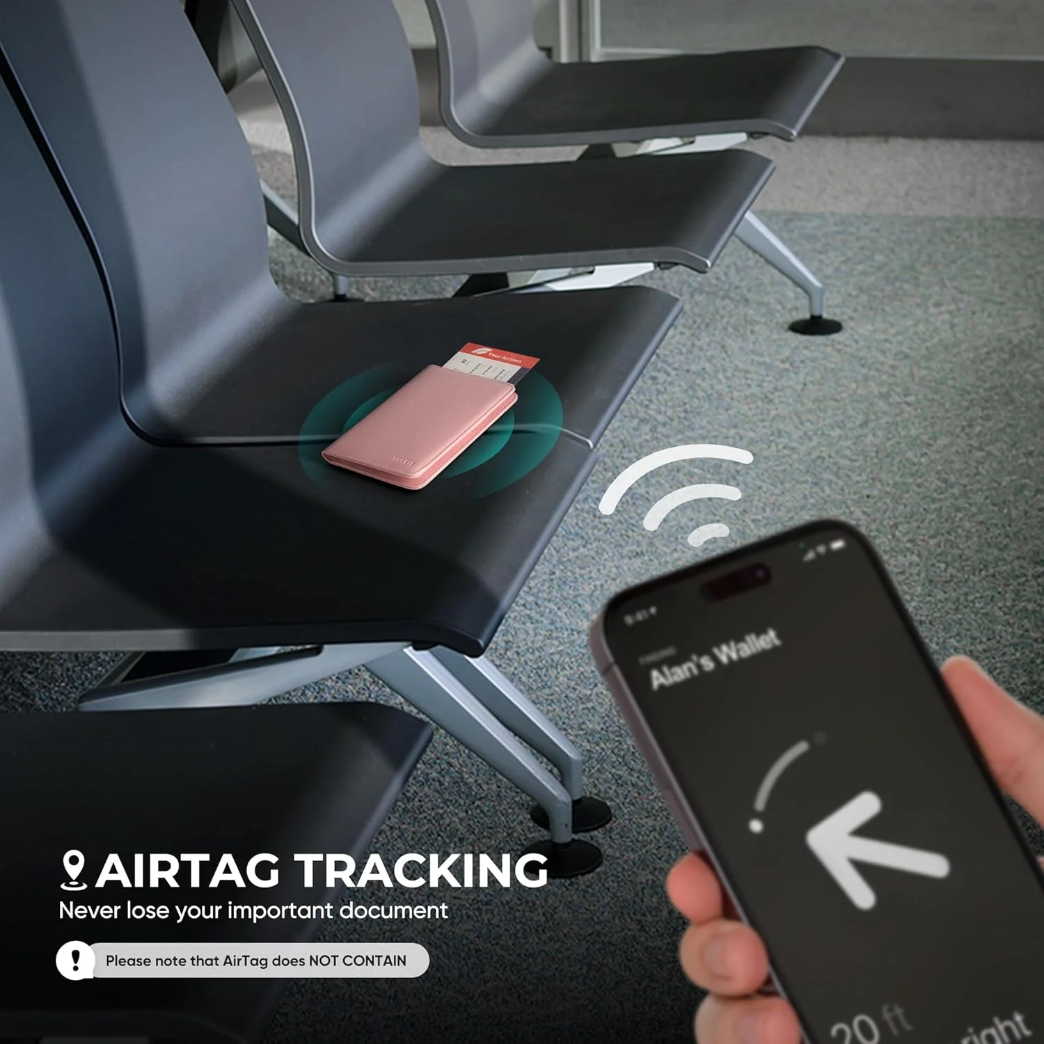 کیف پاسپورت VULKIT با جایگاه ایرتگ، چرم ناپا ممتاز، کیف پاسپورت ایرتگ با محافظ RFID، صورتی ناپا، 14.98x10.66x1.98 سانتی متر، کیف پاسپورت