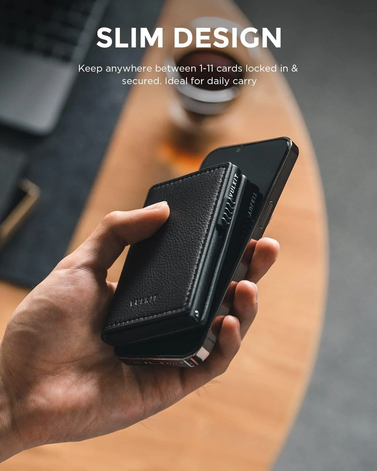 کیف کارت اعتباری مینیمالیستی VULKIT با قابلیت بیرون پریدن کارت ها و محافظت RFID، ظرفیت تا 10 کارت