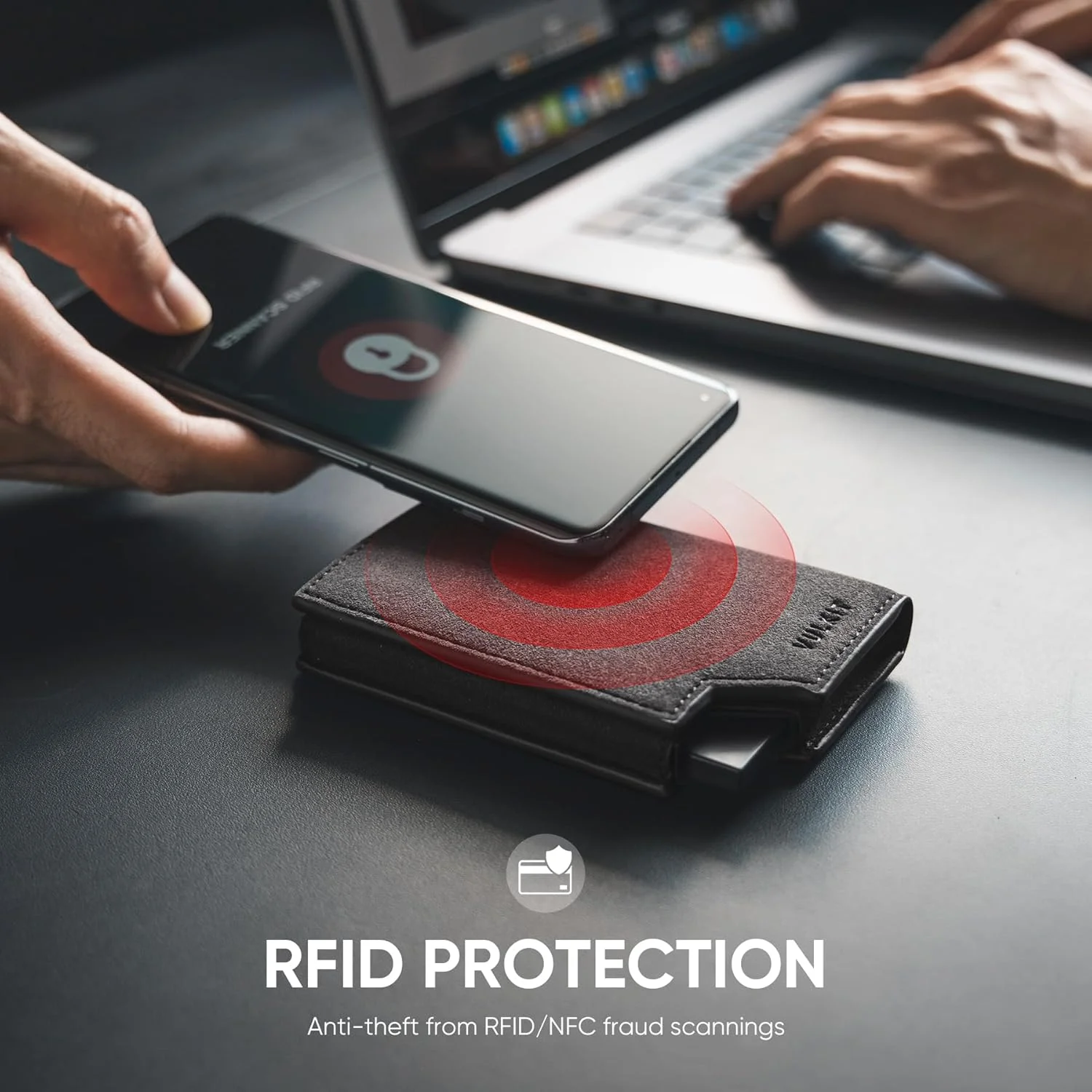 کیف کارت اعتباری VULKIT با محافظ RFID، کیف پول چرمی پاپ آپ برای مردان و زنان با محفظه اسکناس و بسته شدن مغناطیسی