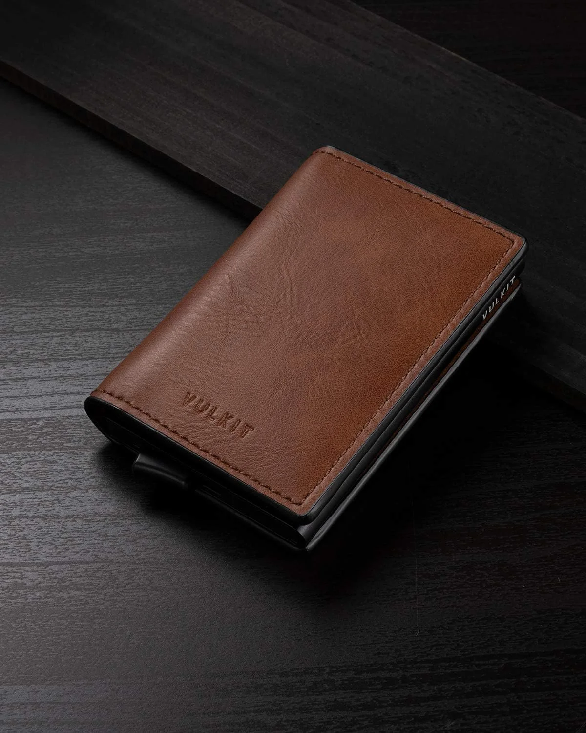 کیف کارت VULKIT، جاکارتی پاپ آپ باریک چرمی با محافظ RFID، ظرفیت تا 8 کارت اعتباری
