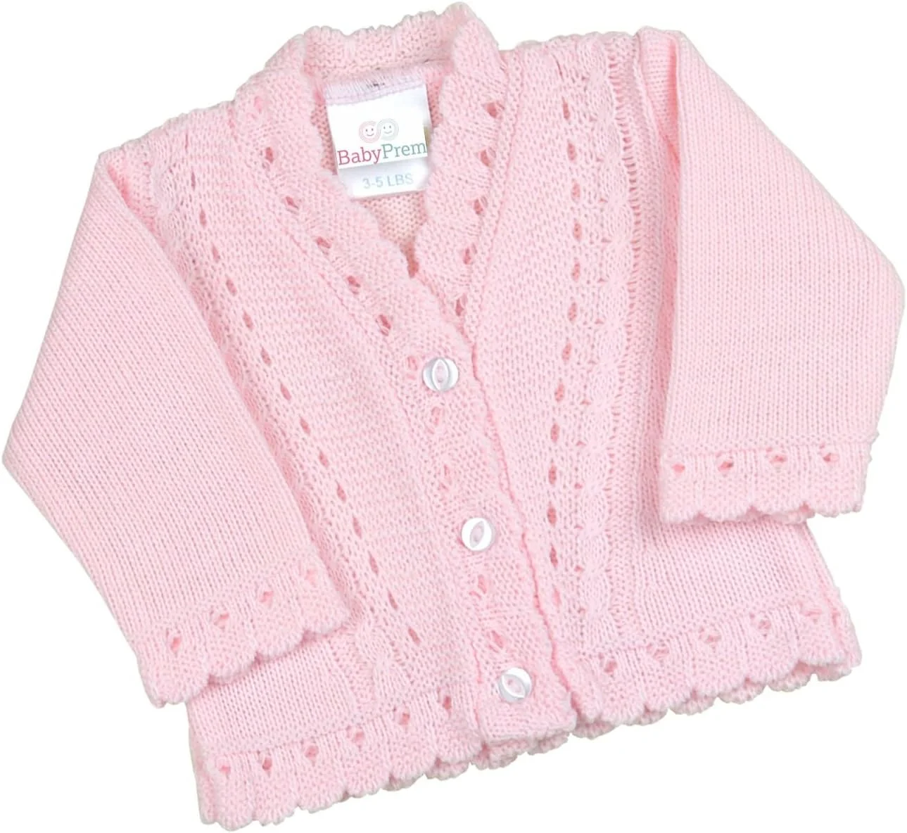 ژاکت بافتنی نوزاد نارس Babyprem، دکمه دار، یقه هفت، آستین بلند، نرم، مناسب نوزادان 1.3 تا 3.6 کیلوگرم (3-8 پوند)