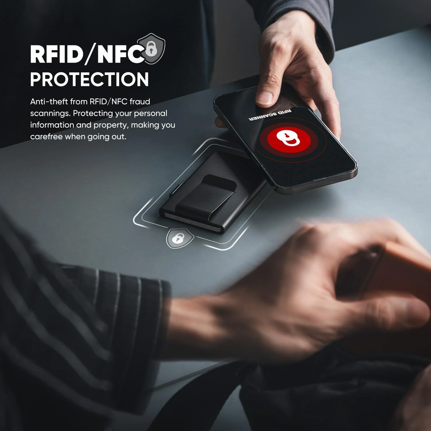کیف پول مینیمالیستی VULKIT با گیره پول، محافظ RFID، جا کارتی پاپ آپ، کیف پول باریک، جا کارتی اعتباری