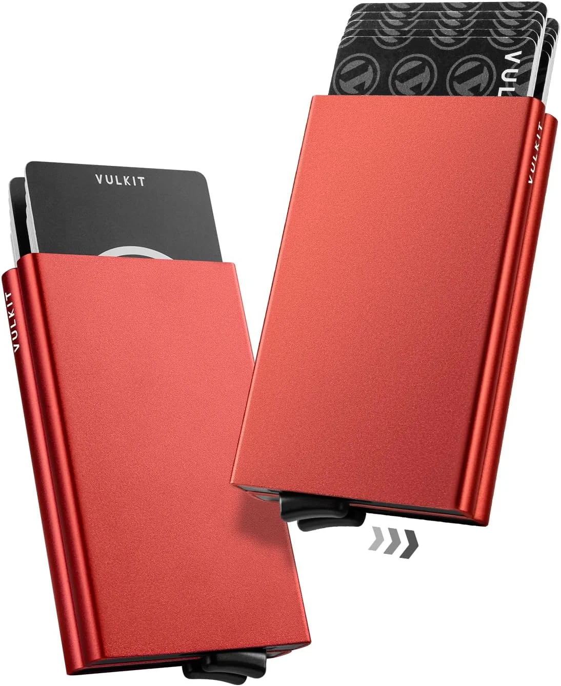 جا کارتی پاپ آپ VULKIT، کیف کارت مینیمالیستی، محافظ RFID، دو محفظه باریک آلومینیومی فلزی برای آقایان و بانوان