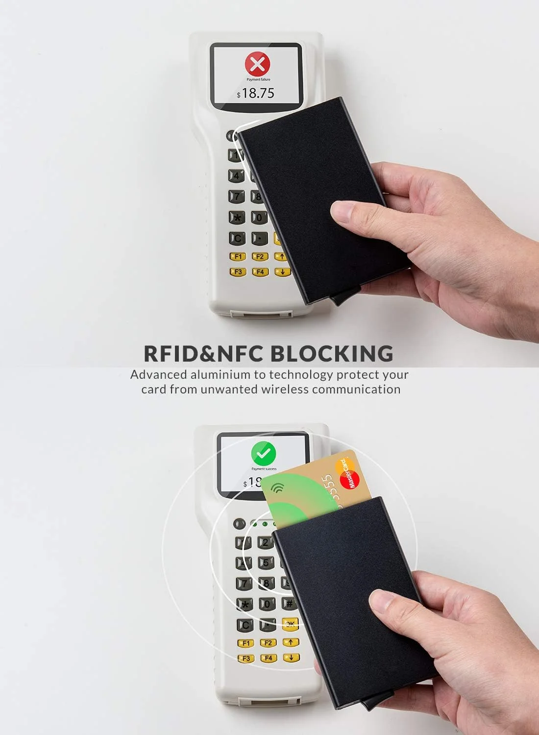 کیف پول پاپ آپ، جاکارتی باریک و مینیمالیستی برای مردان و زنان، محافظت RFID، قاب فلزی کوچک