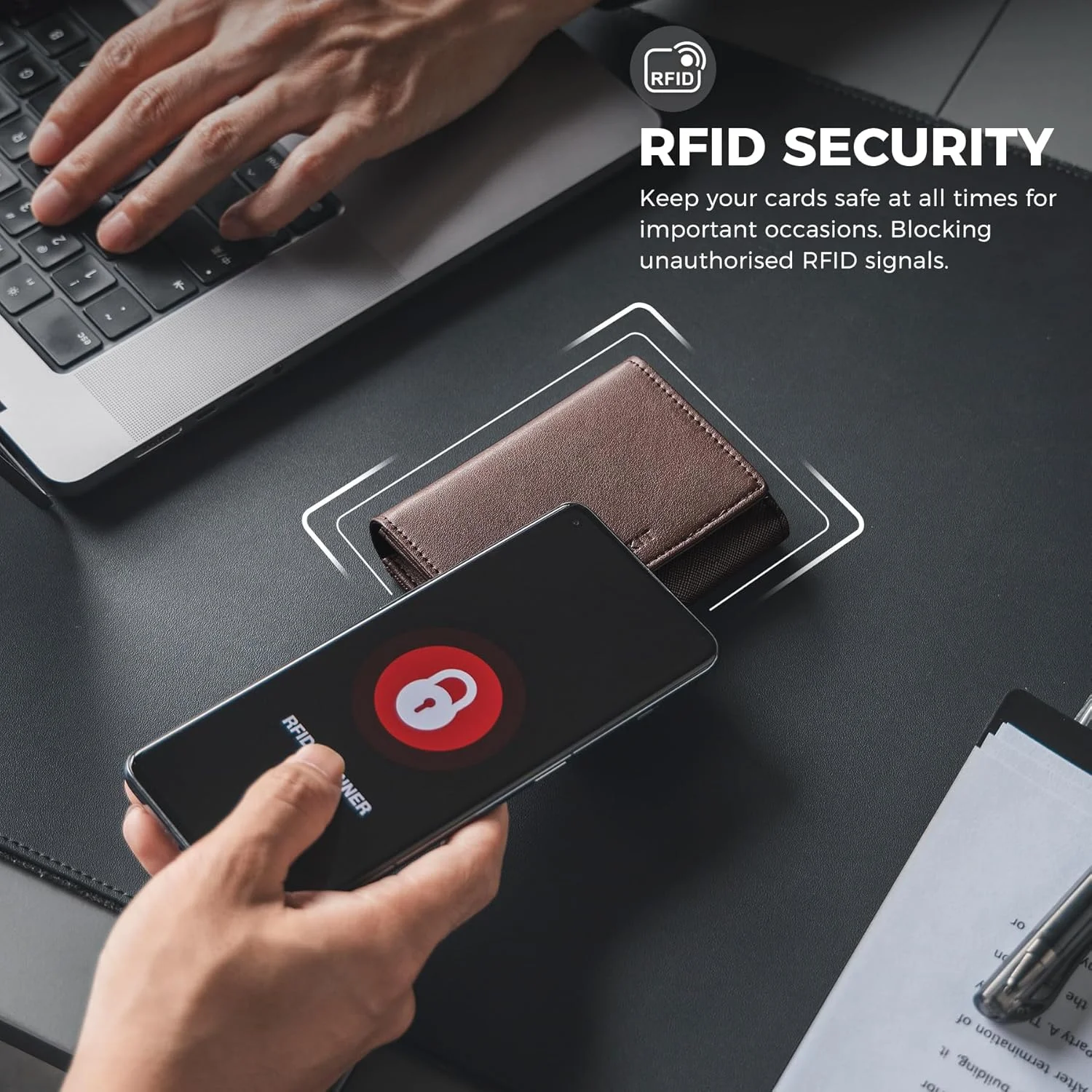 جا کارتی ویزیت VULKIT، جا کارتی چرمی ممتاز با مسدود کننده RFID و پنجره ID، دارای بست مغناطیسی، ظرفیت تا 40 کارت ویزیت