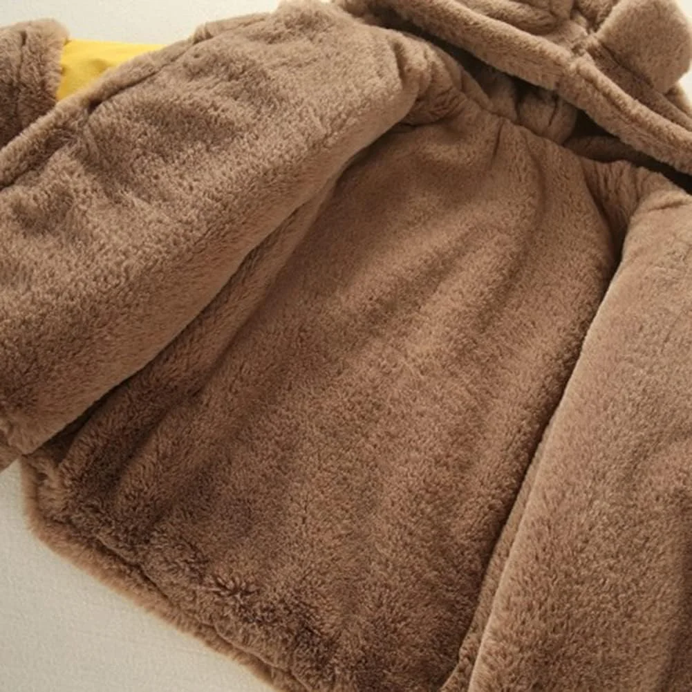 ژاکت پشمی گرم کودکانه پسرانه دخترانه، کت زمستانی ضخیم و گرم پنبه ای کلاه دار ژاکت پشمی گرم کودکانه پسرانه دخترانه، کت زمستانی ضخیم و گرم پنبه ای کلاه دار