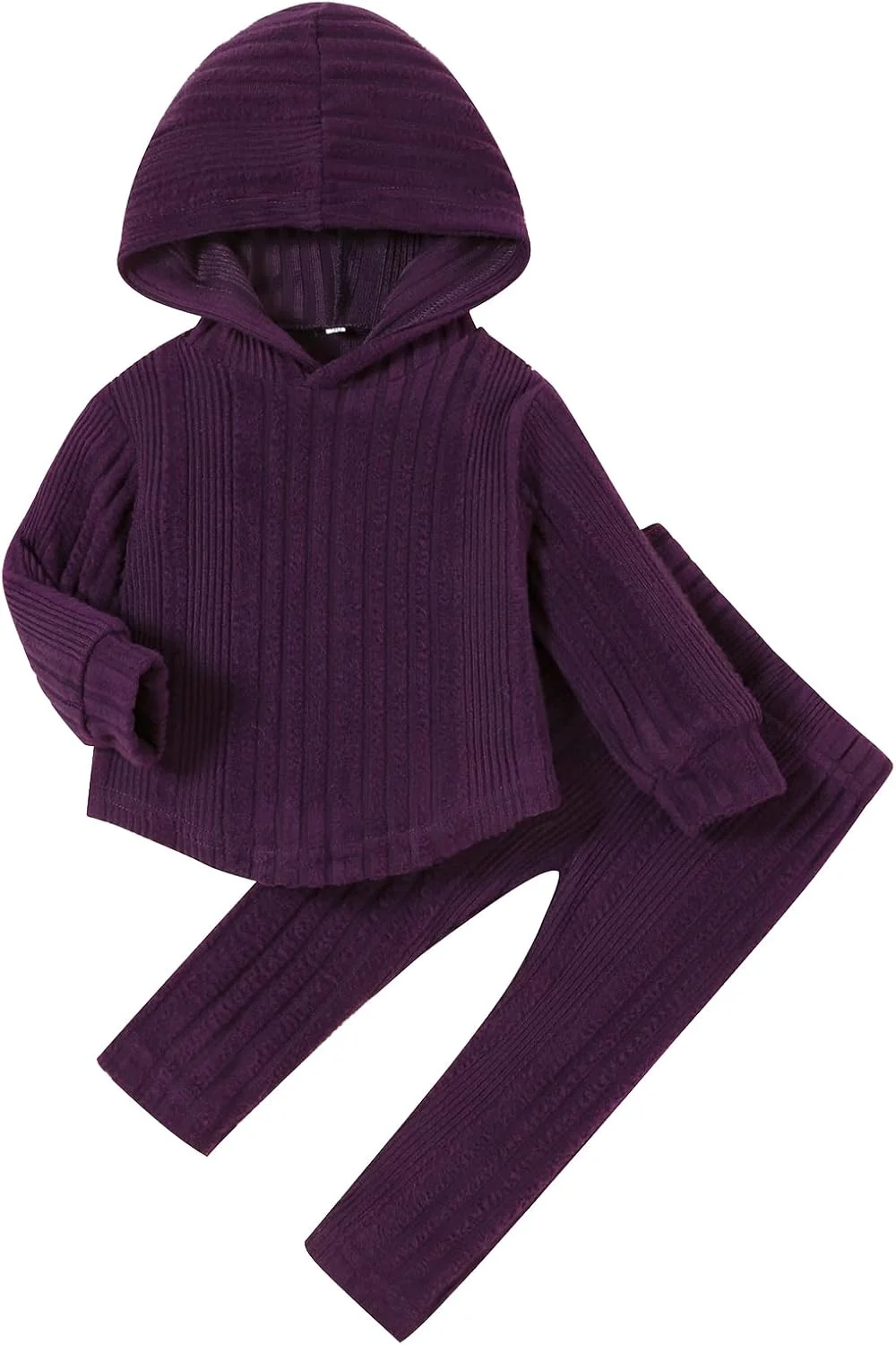 لباس بچه گانه دخترانه U·nikaka، ست لباس گرمکن دنده ای آستین بلند پاییز و زمستان، ست 2 تکه هودی و شلوار دخترانه