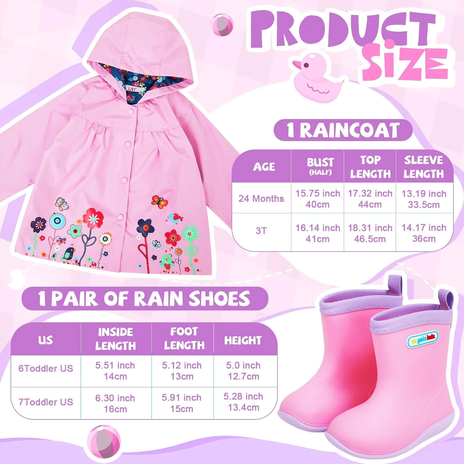 ست بارانی و چکمه بارانی 2 تکه Twistover برای کودکان نوپا، ژاکت زیپ دار کلاه دار کارتونی و کفش بارانی کوتاه برای پسران و دختران کوچک ست بارانی و چکمه بارانی 2 تکه Twistover برای کودکان نوپا، ژاکت زیپ دار کلاه دار کارتونی و کفش بارانی کوتاه برای پسران و دختران کوچک