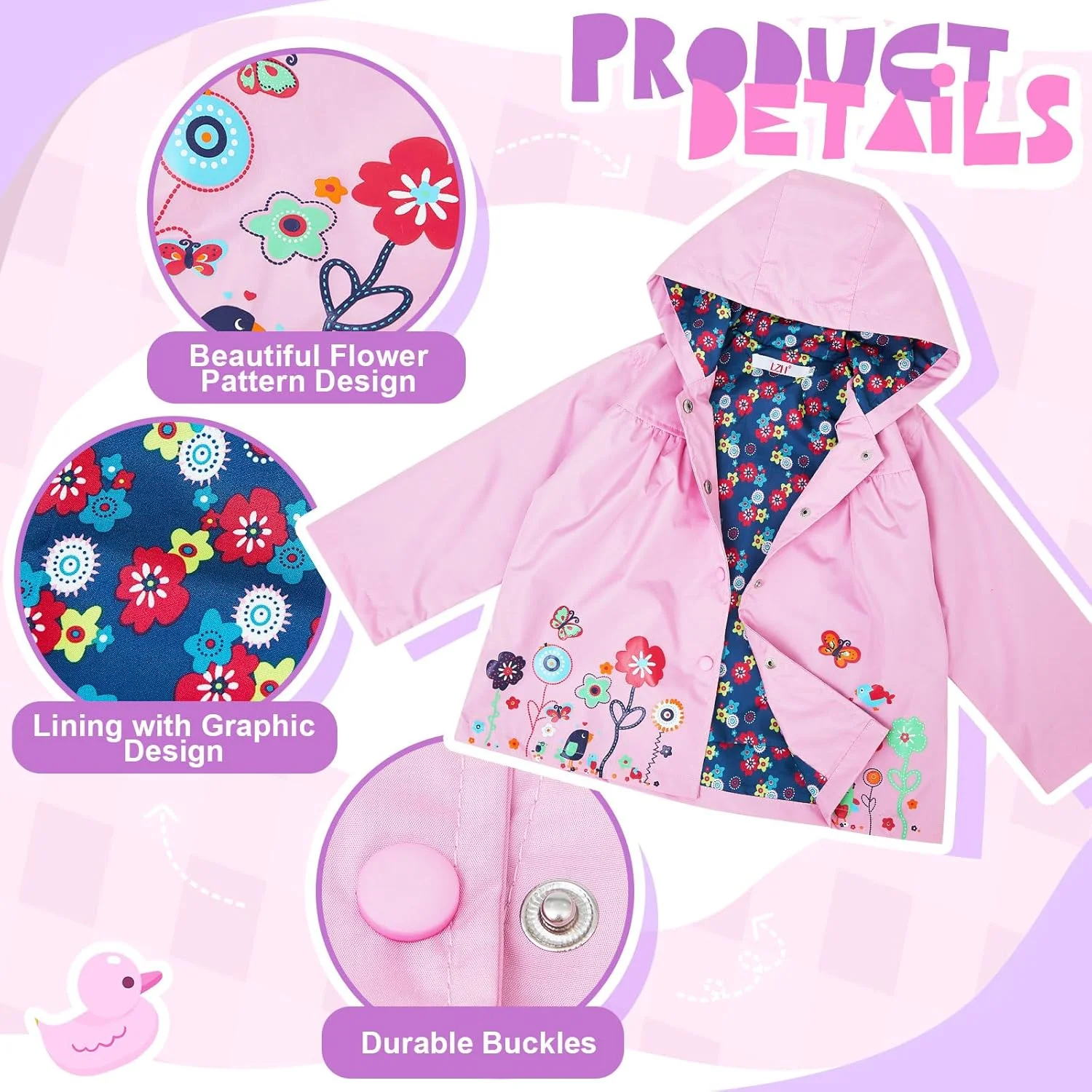 ست بارانی و چکمه بارانی 2 تکه Twistover برای کودکان نوپا، ژاکت زیپ دار کلاه دار کارتونی و کفش بارانی کوتاه برای پسران و دختران کوچک ست بارانی و چکمه بارانی 2 تکه Twistover برای کودکان نوپا، ژاکت زیپ دار کلاه دار کارتونی و کفش بارانی کوتاه برای پسران و دختران کوچک