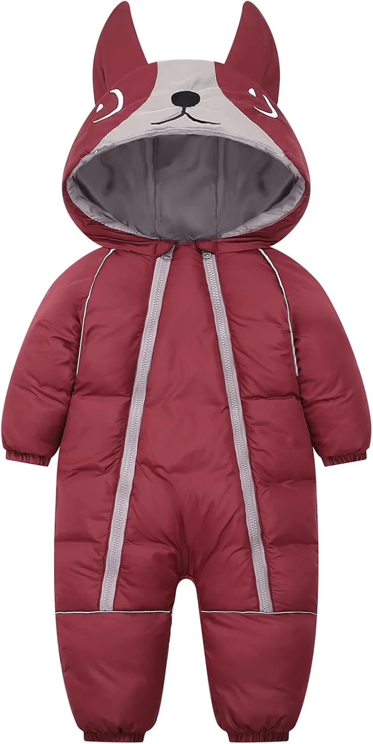 JiAmy Baby Snowsuit Romper Winter Hooded Jumpsuit Boys Girls Infant Snow Wear Thick Outfits