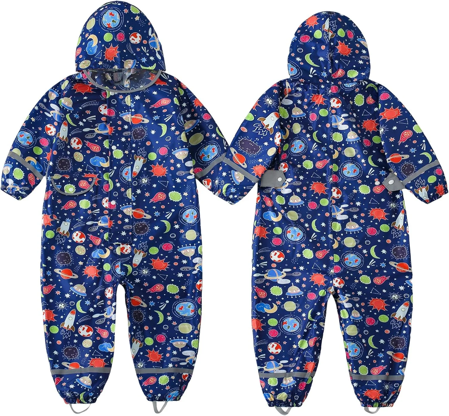 لباس سرهمی ضد آب بچگانه دخترانه پسرانه، بارانی یک تکه، کت بارانی کلاه دار کودکان، لباس گلی سبک وزن با طرح های چاپی، ژاکت بارانی قابل استفاده مجدد، لباس بارانی 1 تا 10 سال