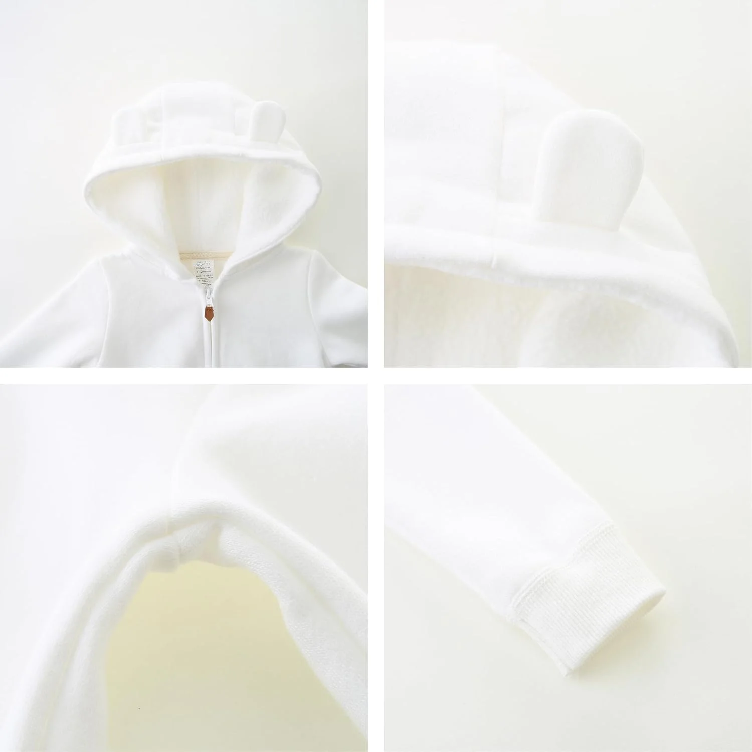 هودی نوزادی با آستر شرپا، ژاکت زیپ‌دار پشمی سبک، کت خرسی ساده مناسب پاییز و زمستان، سایز 3 تا 24 ماه