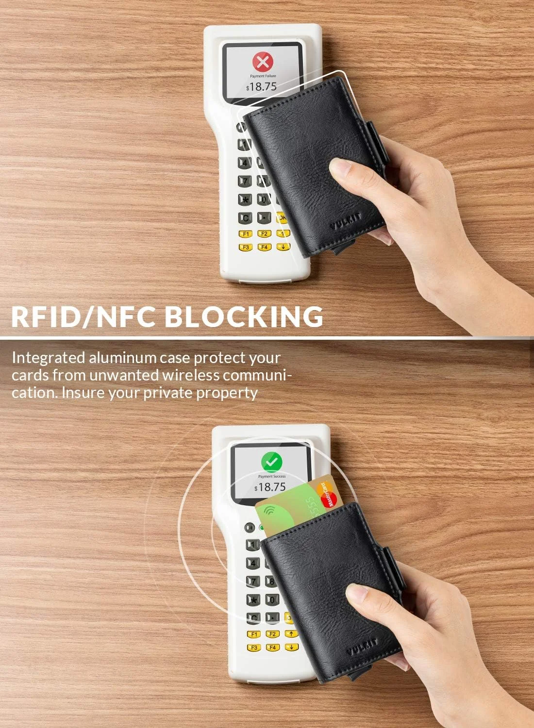 جاکارتی VULKIT با محافظ RFID، کیف پول چرمی پاپ آپ اتوماتیک، کیف پول باریک گیره پول، جا کارتی دوتایی برای مردان و زنان جاکارتی VULKIT با محافظ RFID، کیف پول چرمی پاپ آپ اتوماتیک، کیف پول باریک گیره پول، جا کارتی دوتایی برای مردان و زنان