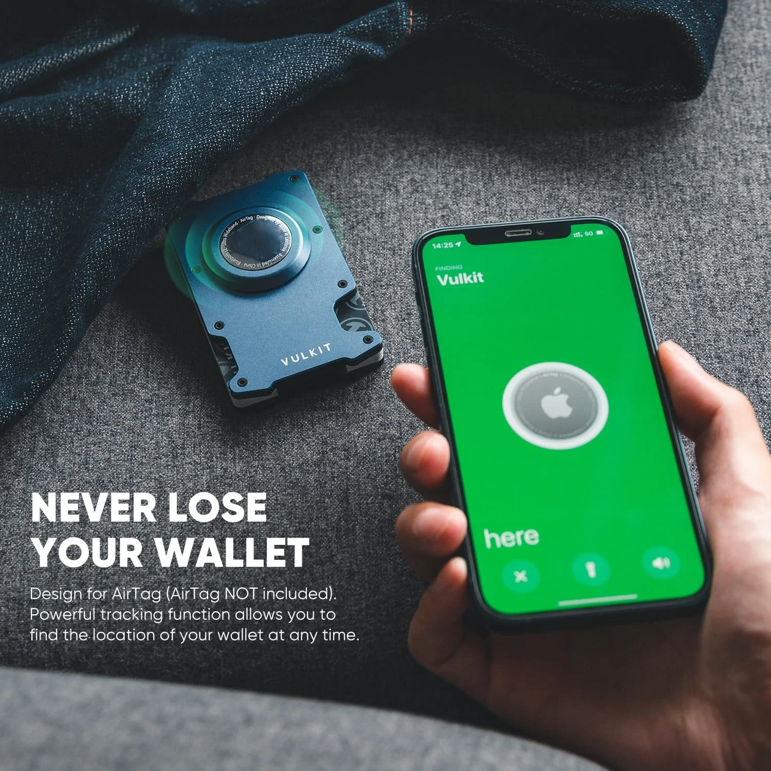 کیف پول فلزی VULKIT، آبی آسمانی، مینیمالیستی