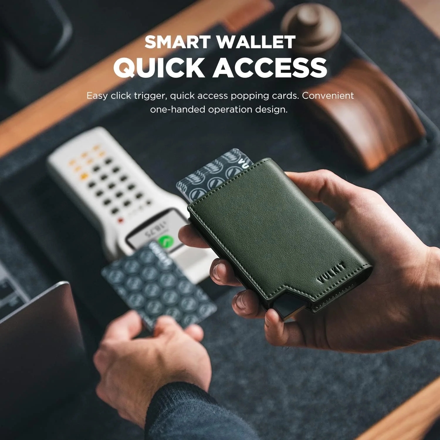 کیف پول مردانه VULKIT، جاکارتی پاپ آپ مینیمالیستی با محافظ RFID، بست مغناطیسی، کیف پول چرمی با جای کارت شناسایی برای پول نقد و کارت های اعتباری تا 11 کارت