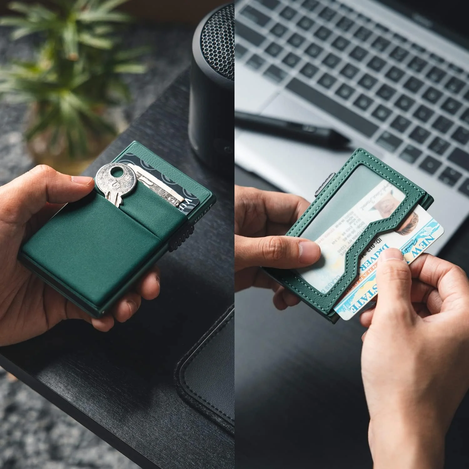 کیف پول مینیمالیستی VULKIT با جای کارت شناسایی، جیب EDC، جا کارتی پاپ آپ، محافظ RFID، طراحی باریک مناسب برای ایرتگ، پول نقد، سکه و کارت های اعتباری