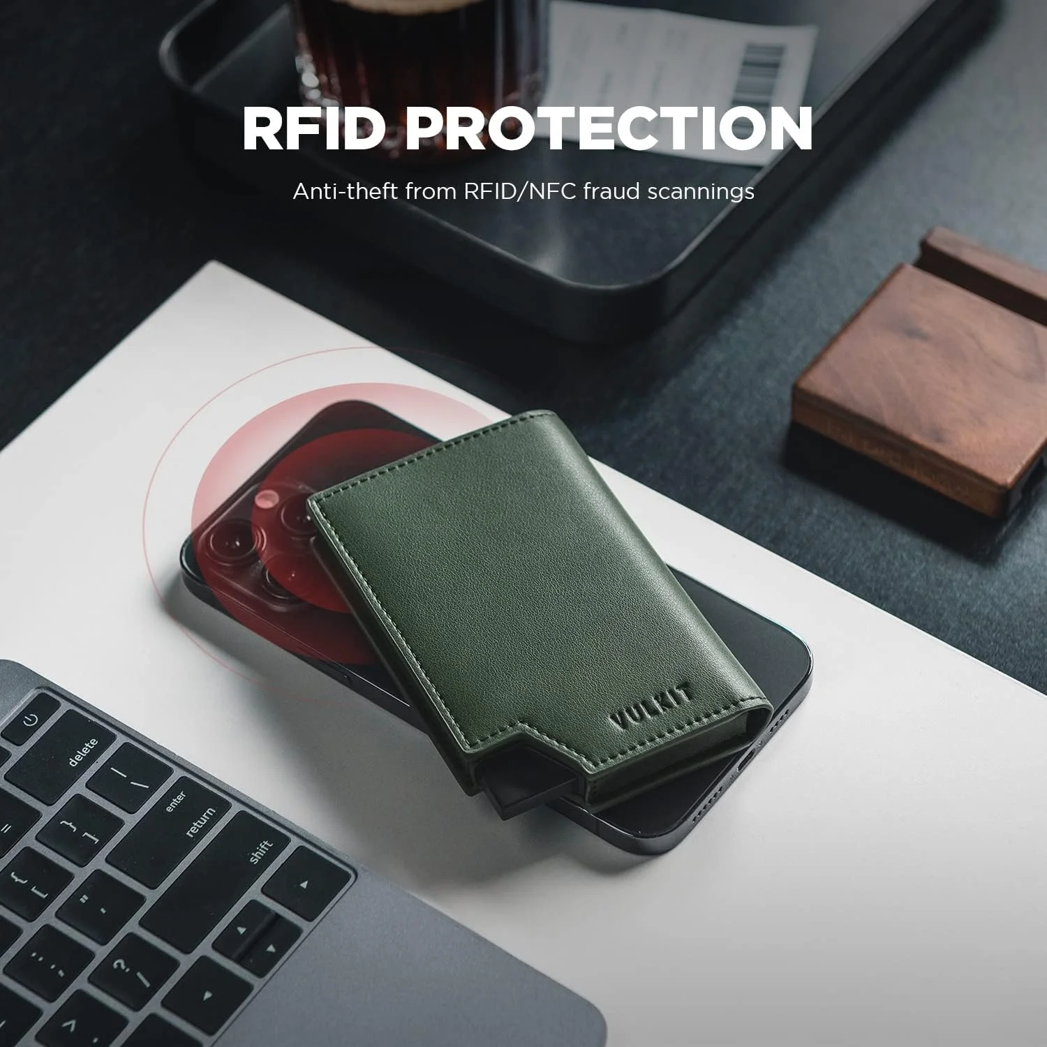 کیف پول مردانه VULKIT، جاکارتی پاپ آپ مینیمالیستی با محافظ RFID، بست مغناطیسی، کیف پول چرمی با جای کارت شناسایی برای پول نقد و کارت های اعتباری تا 11 کارت