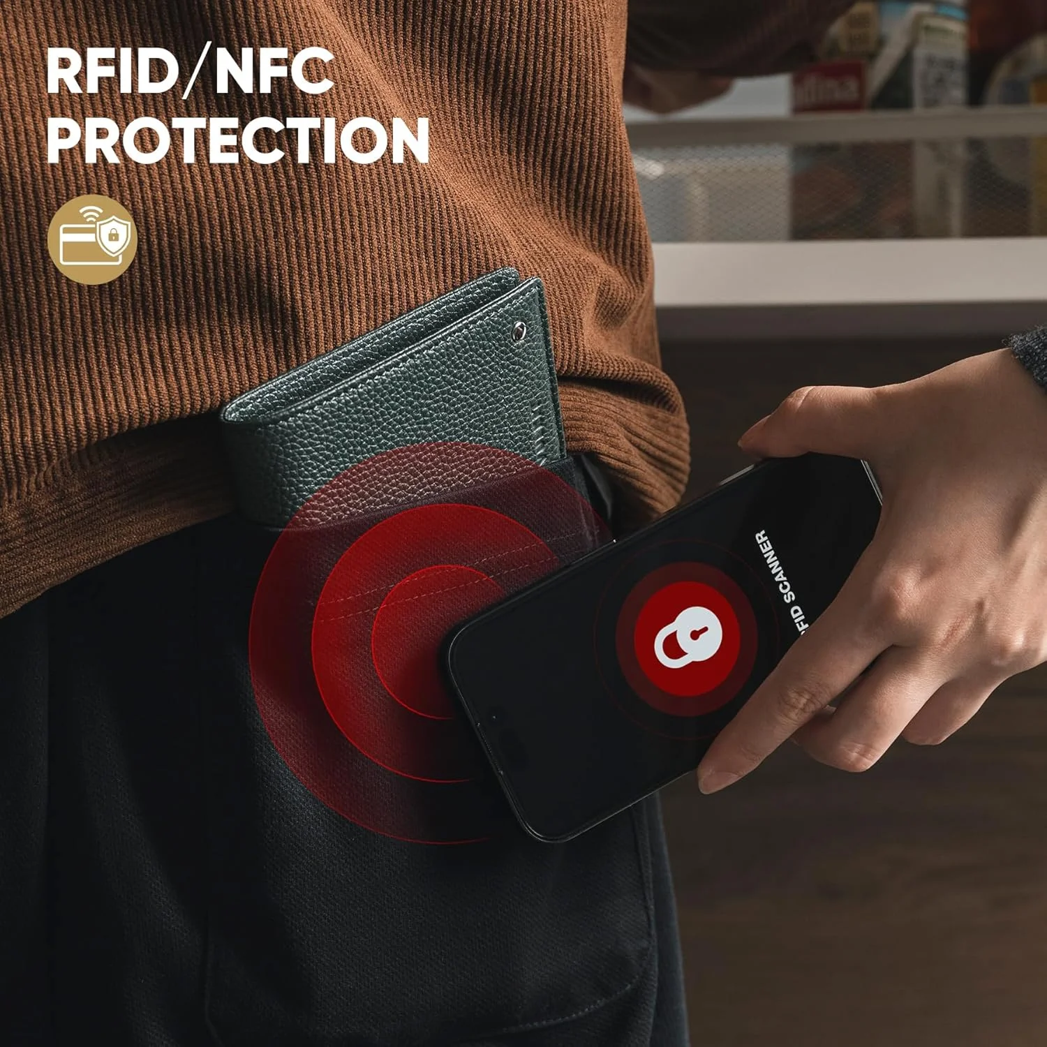 کیف پول دو لت مردانه VULKIT، کیف پول چرمی اصل با مسدود کننده RFID، دارای چندین جای کارت و دو پنجره شناسایی، کیف پول مناسب استفاده روزمره