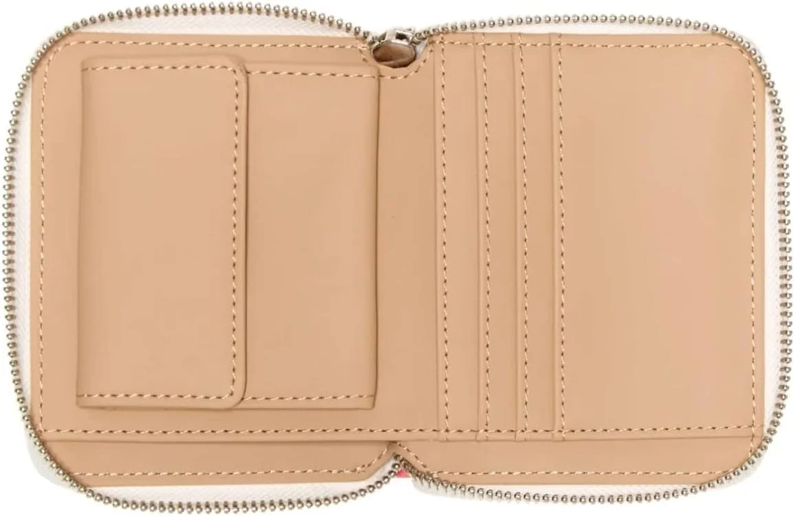کیف پول زیپ دار زنانه GUESS Factory مدل Abree Saffiano سفید